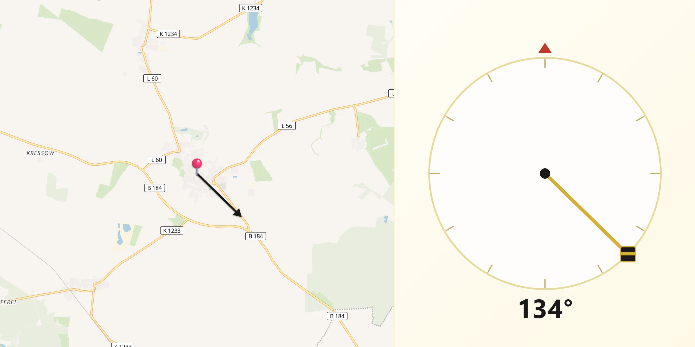 Qibla-Richtung von Leitzkau
