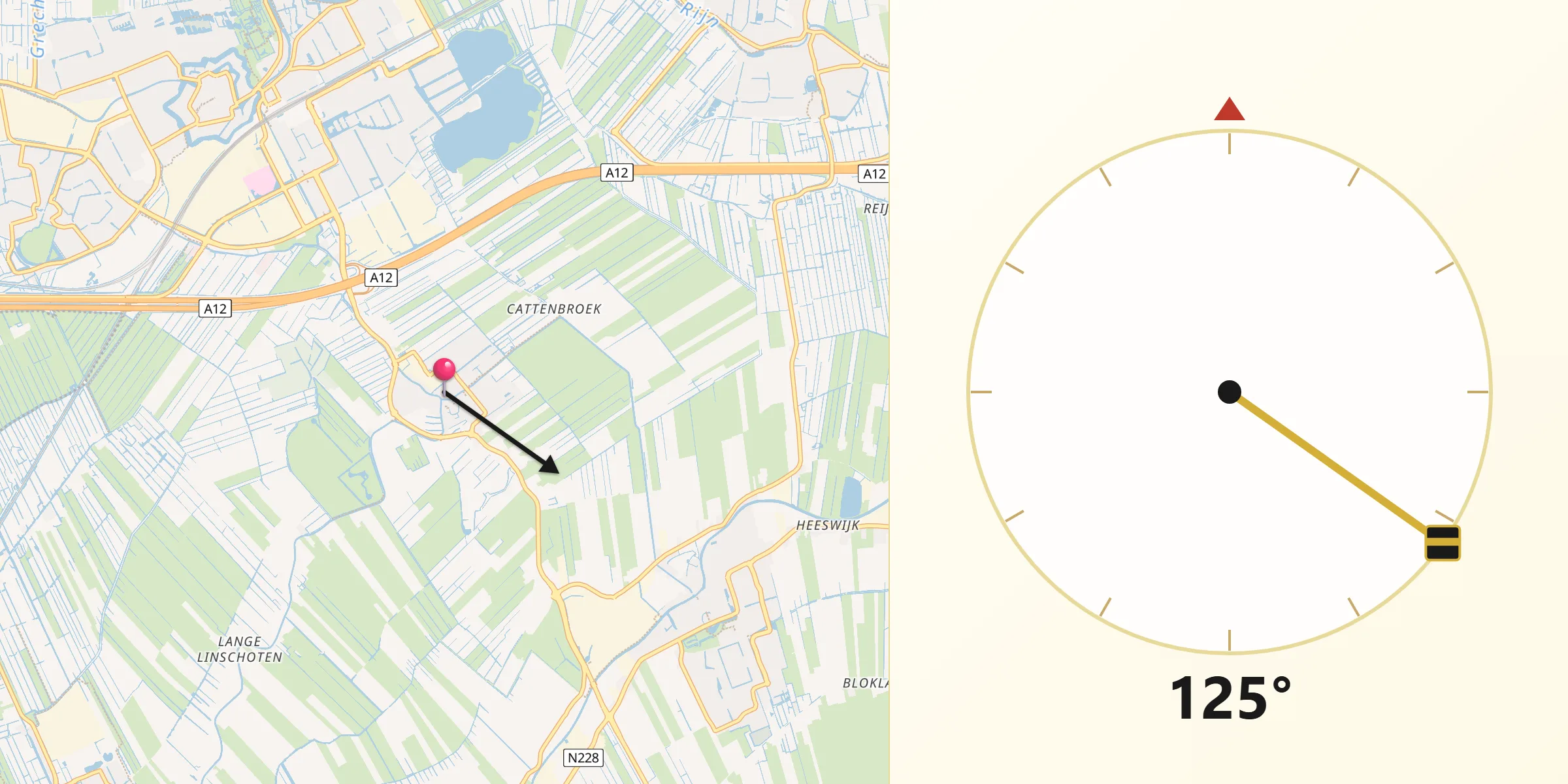 Qibla Richting vanaf Linschoten