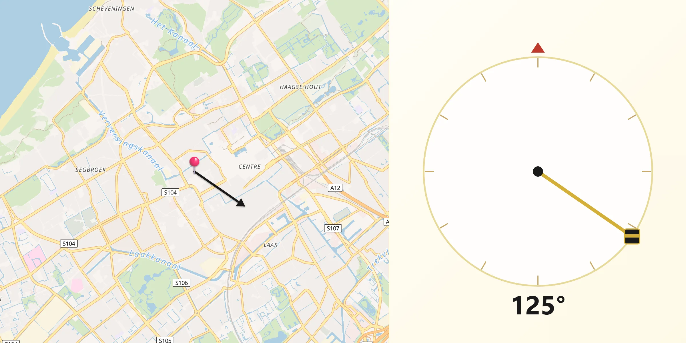 Direction vers la Qibla depuis La Haye