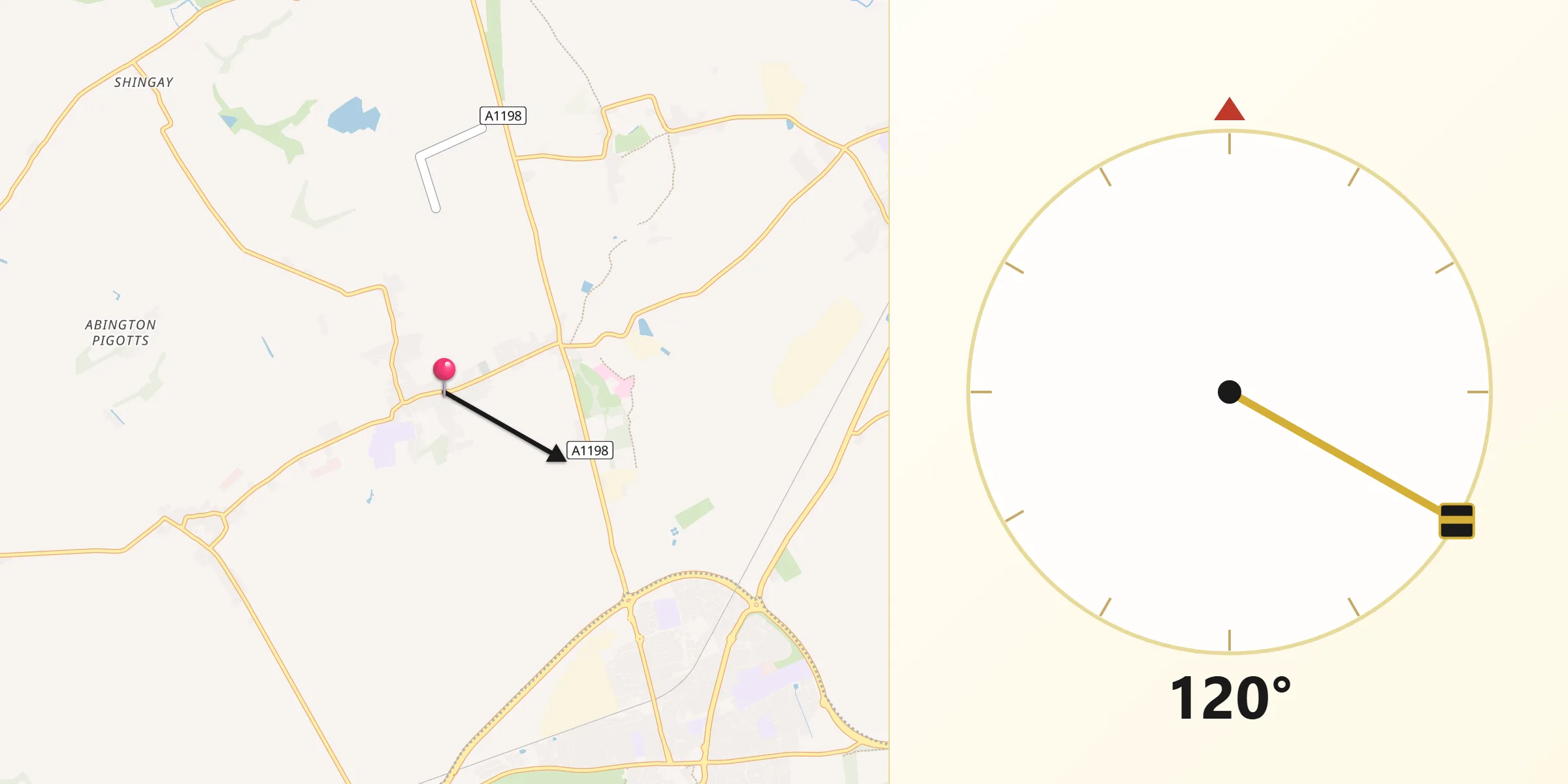 Qibla Direction from Bassingbourn