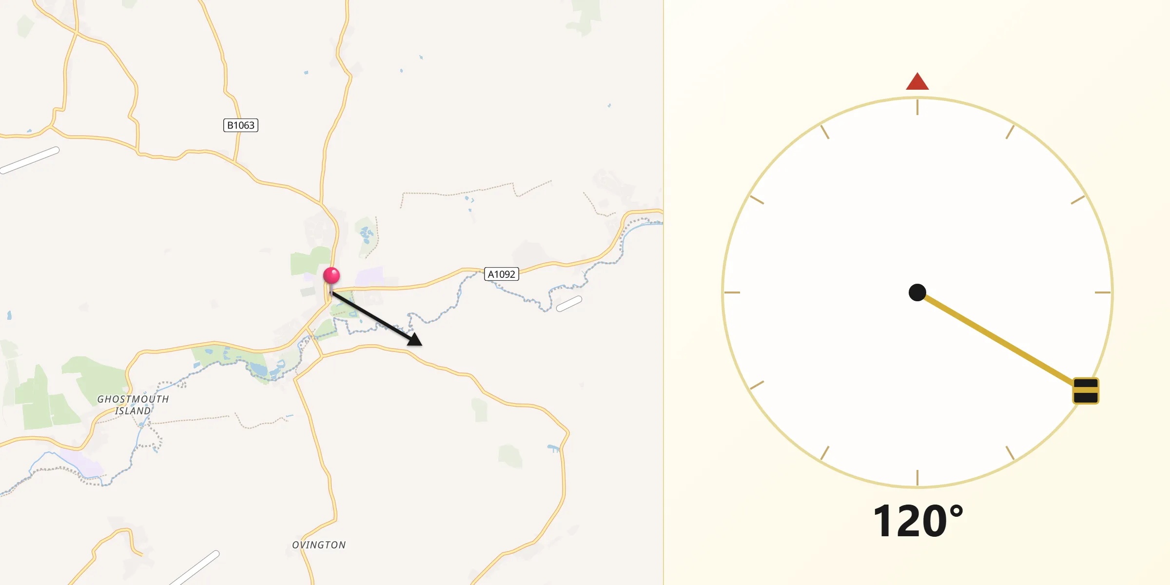 Qibla Direction from Clare