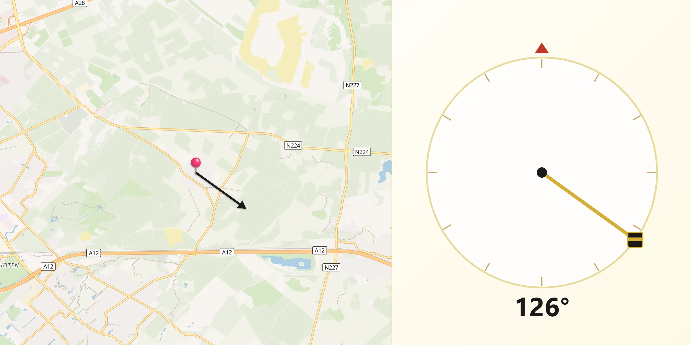 Qibla Richting vanaf Austerlitz