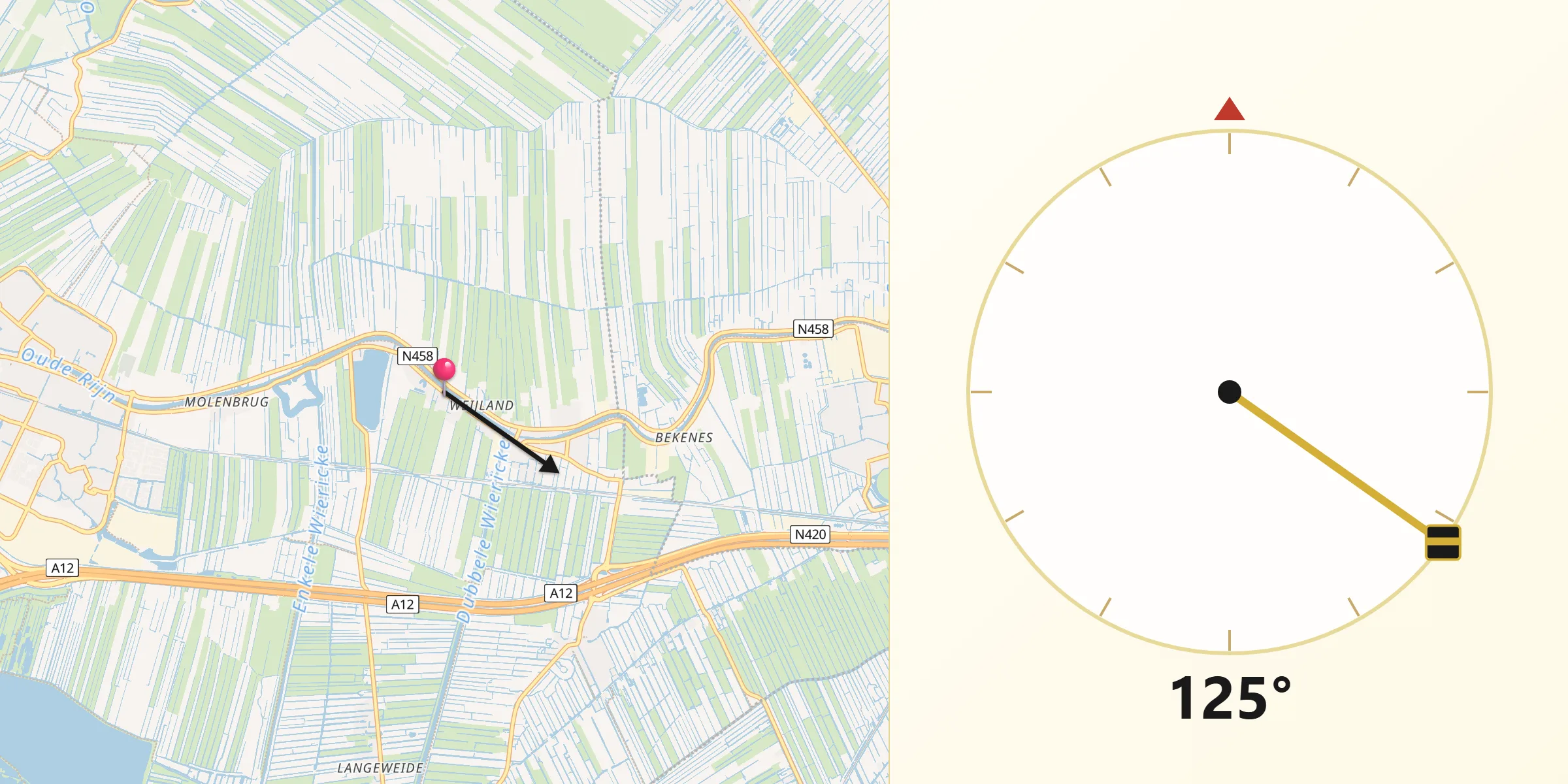 Qibla Richting vanaf Weijpoort