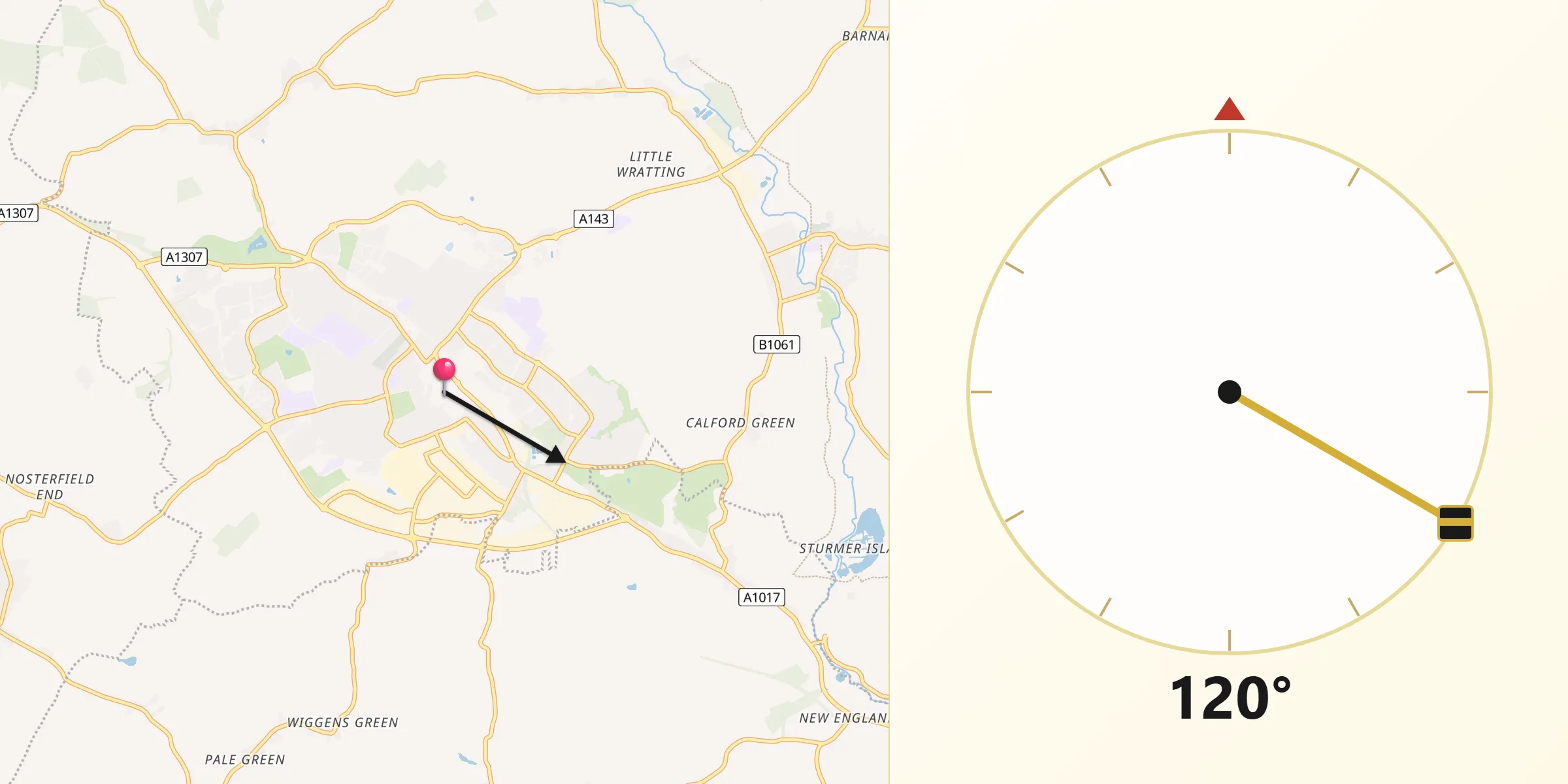 Qibla Direction from Haverhill