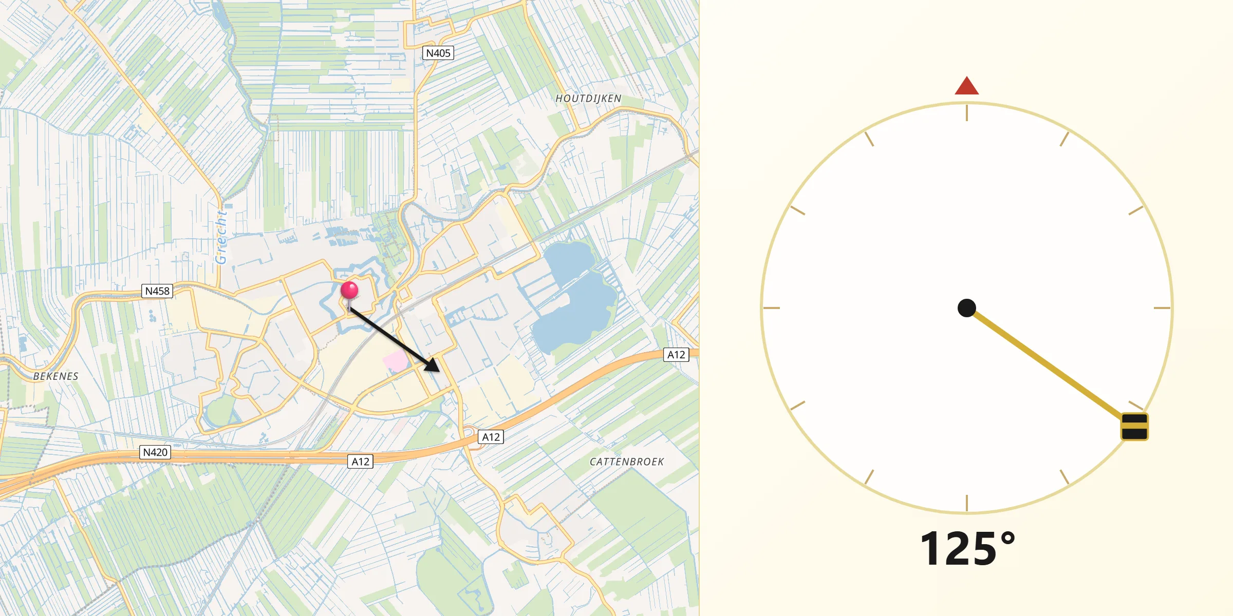 Qibla Richting vanaf Woerden
