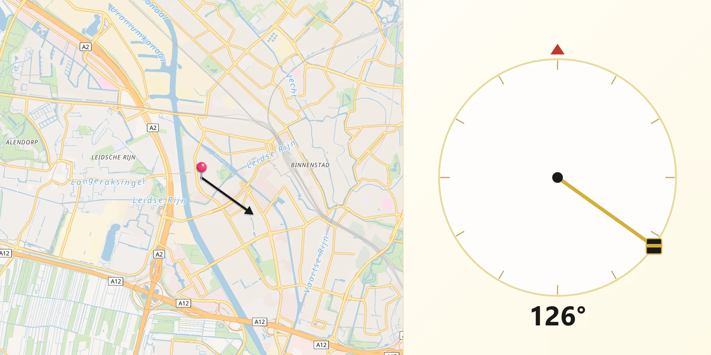 Qibla Richting vanaf Oog in Al