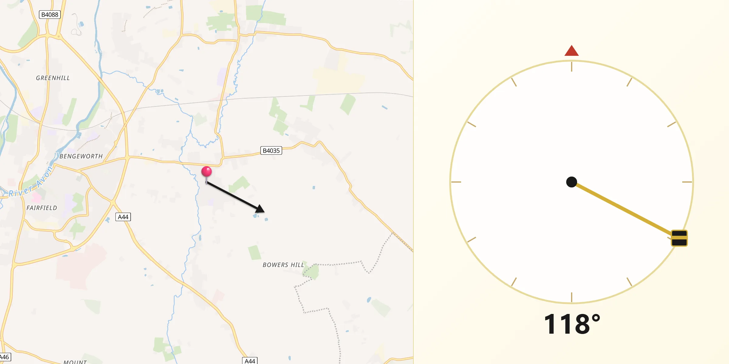 Qibla Direction from Badsey