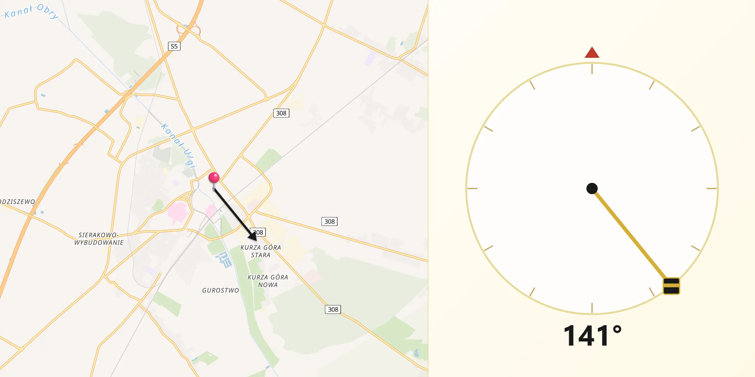 Kierunek Qibla z Kościan
