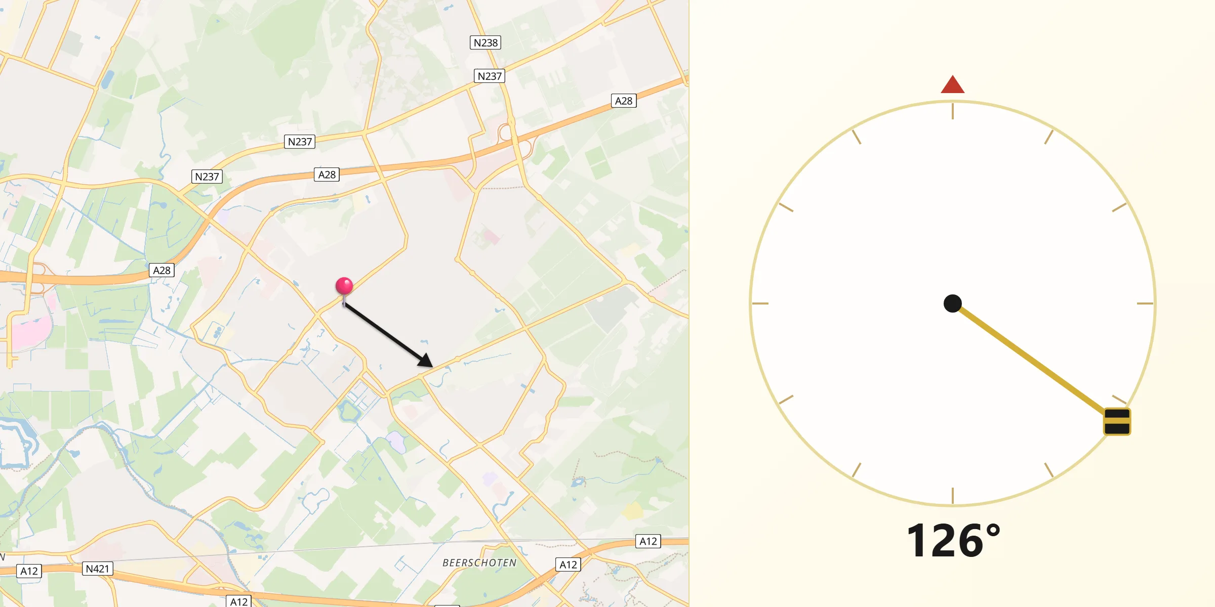 Qibla Richting vanaf Zeist