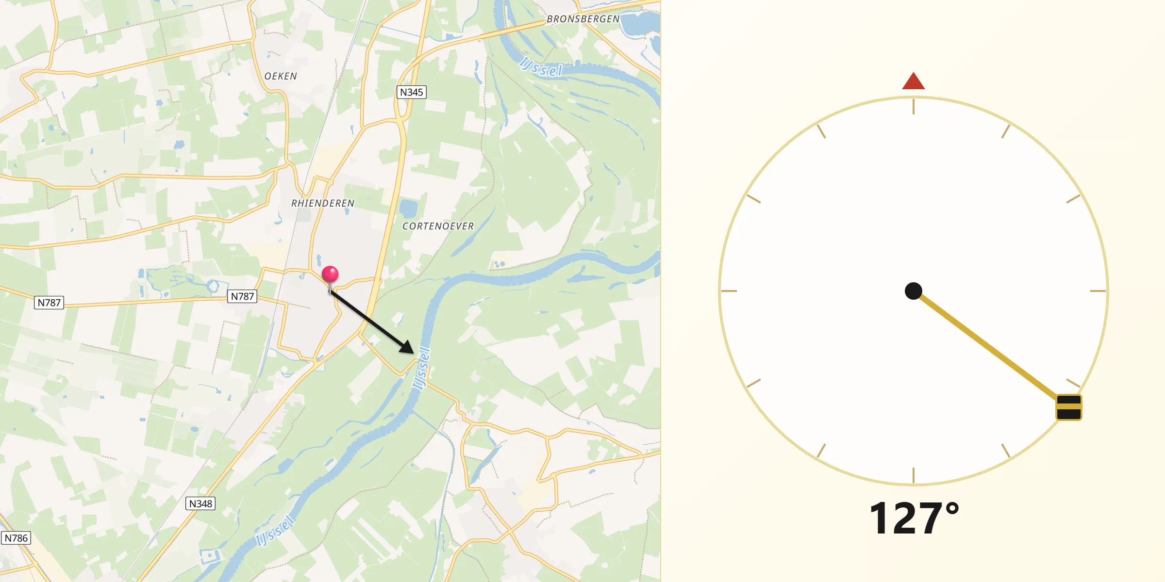 Qibla Richting vanaf Brummen