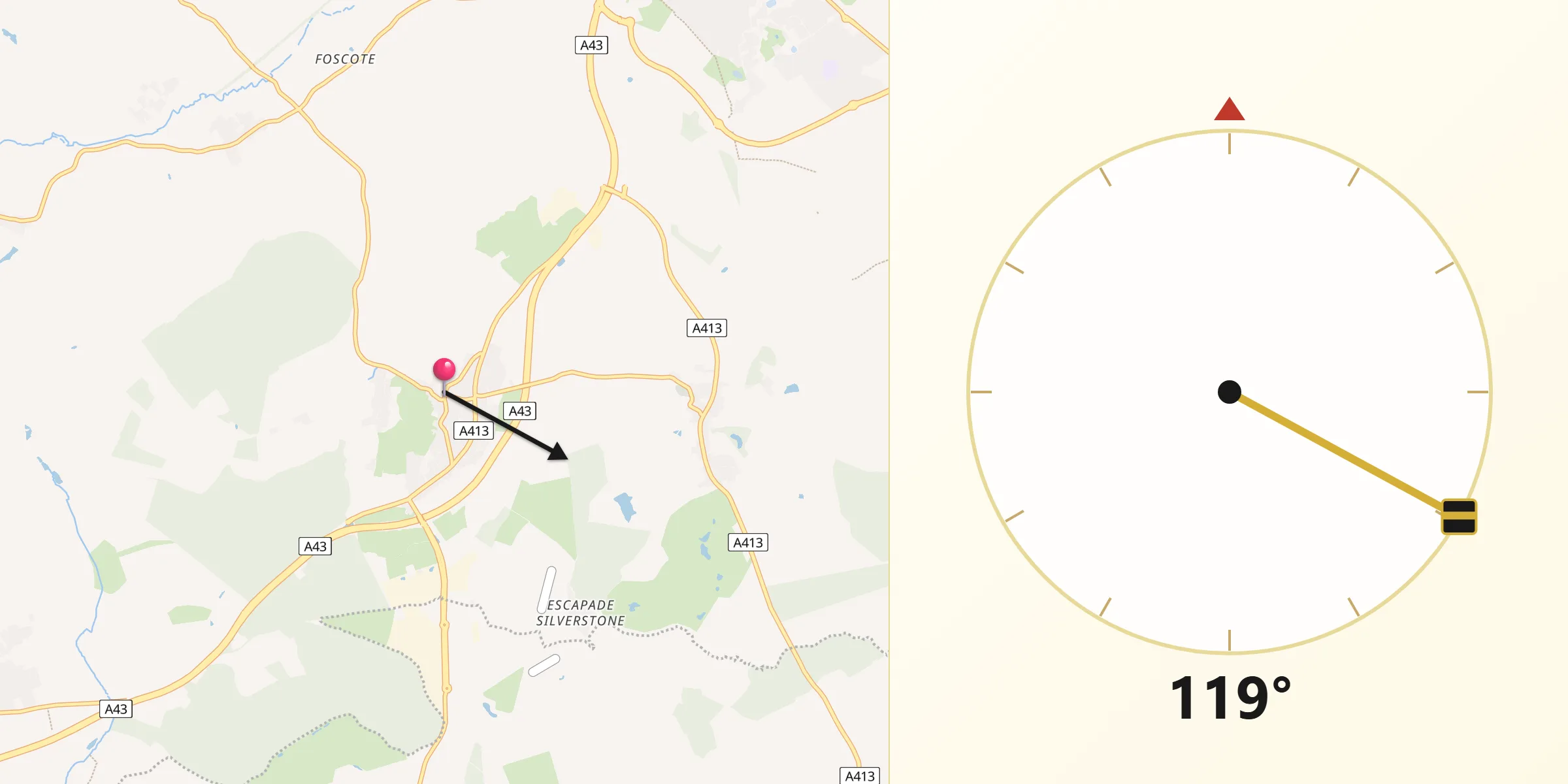 Qibla Direction from Silverstone