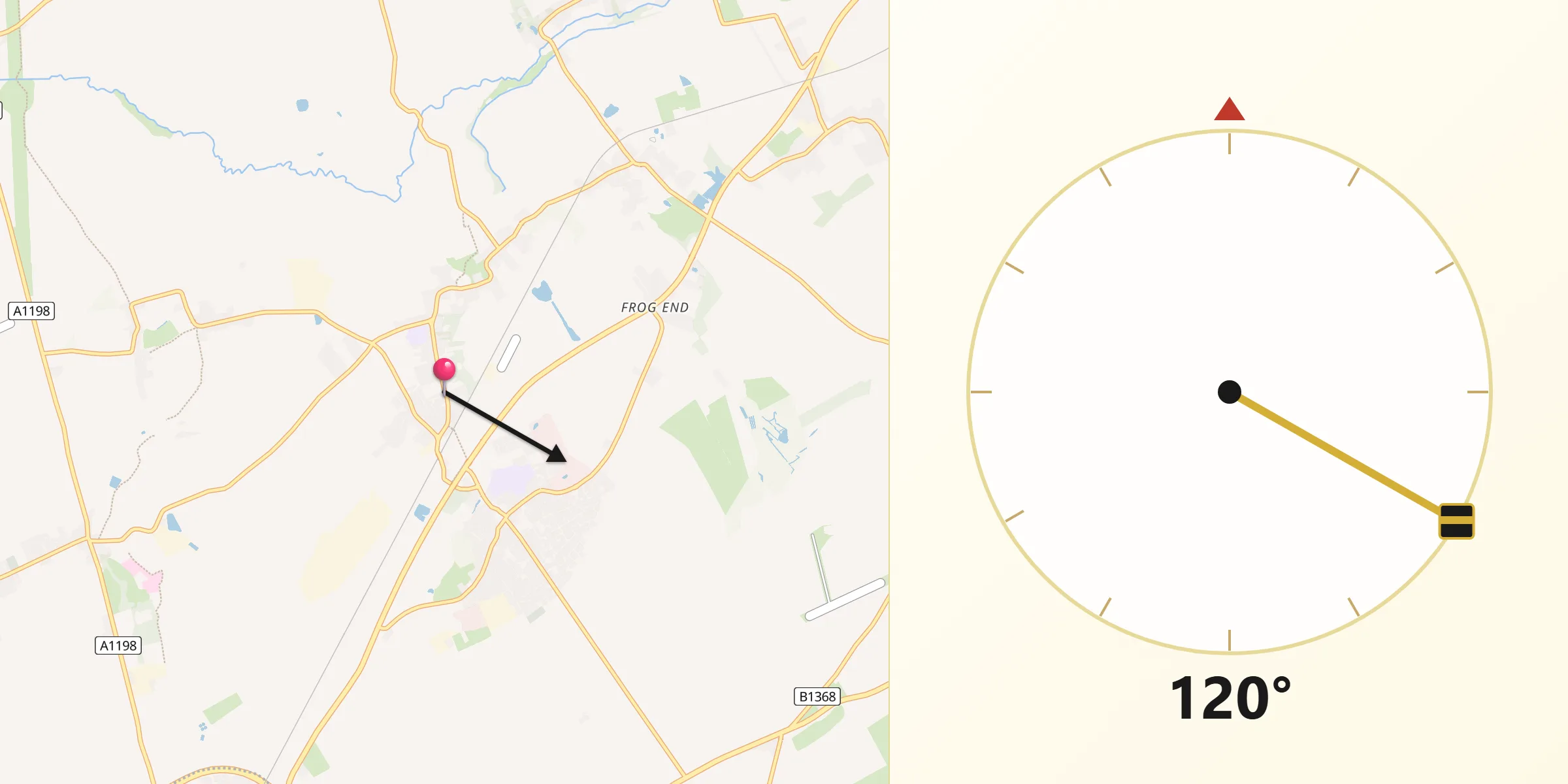 Qibla Direction from Meldreth