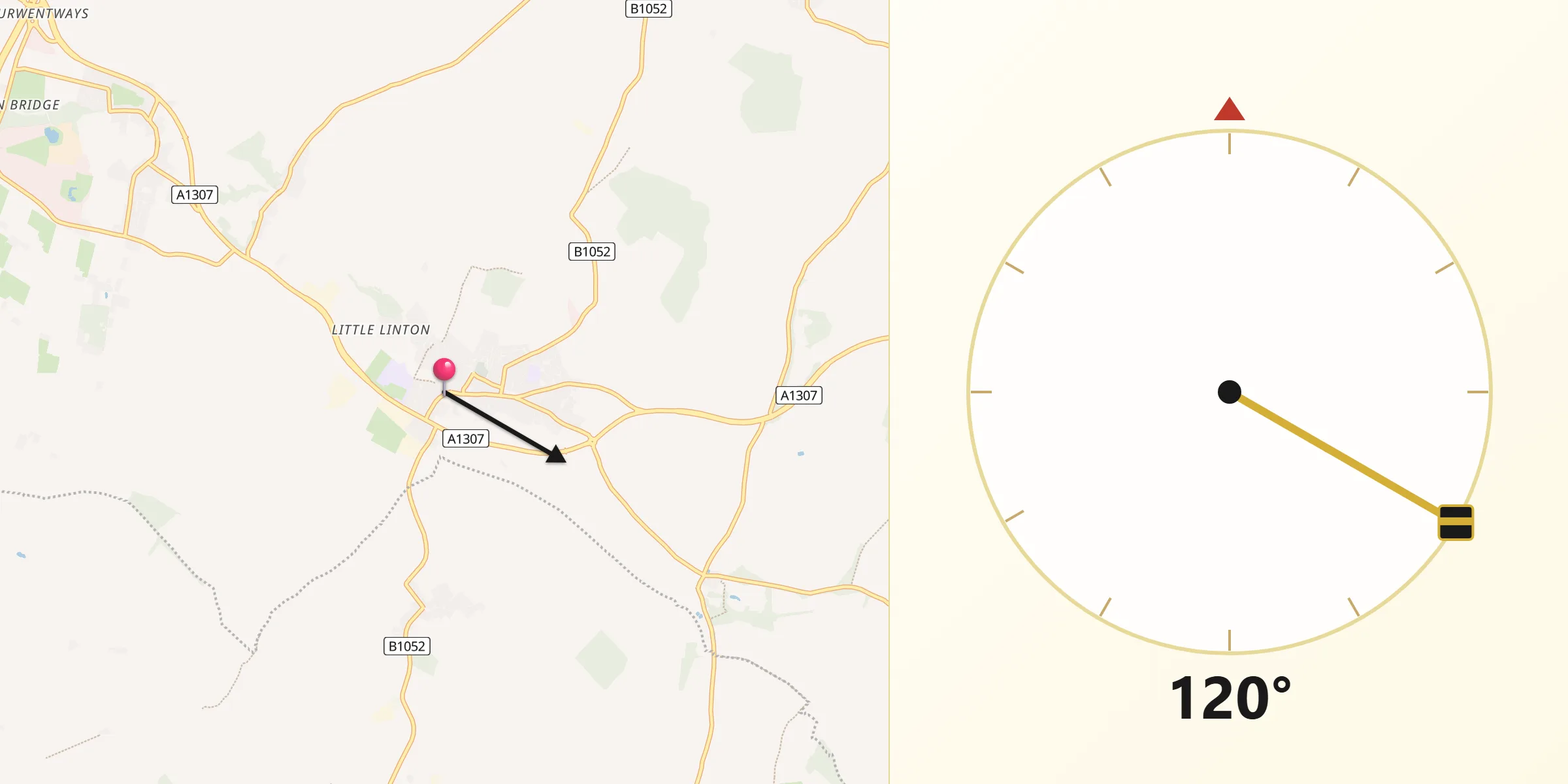 Qibla Direction from Linton
