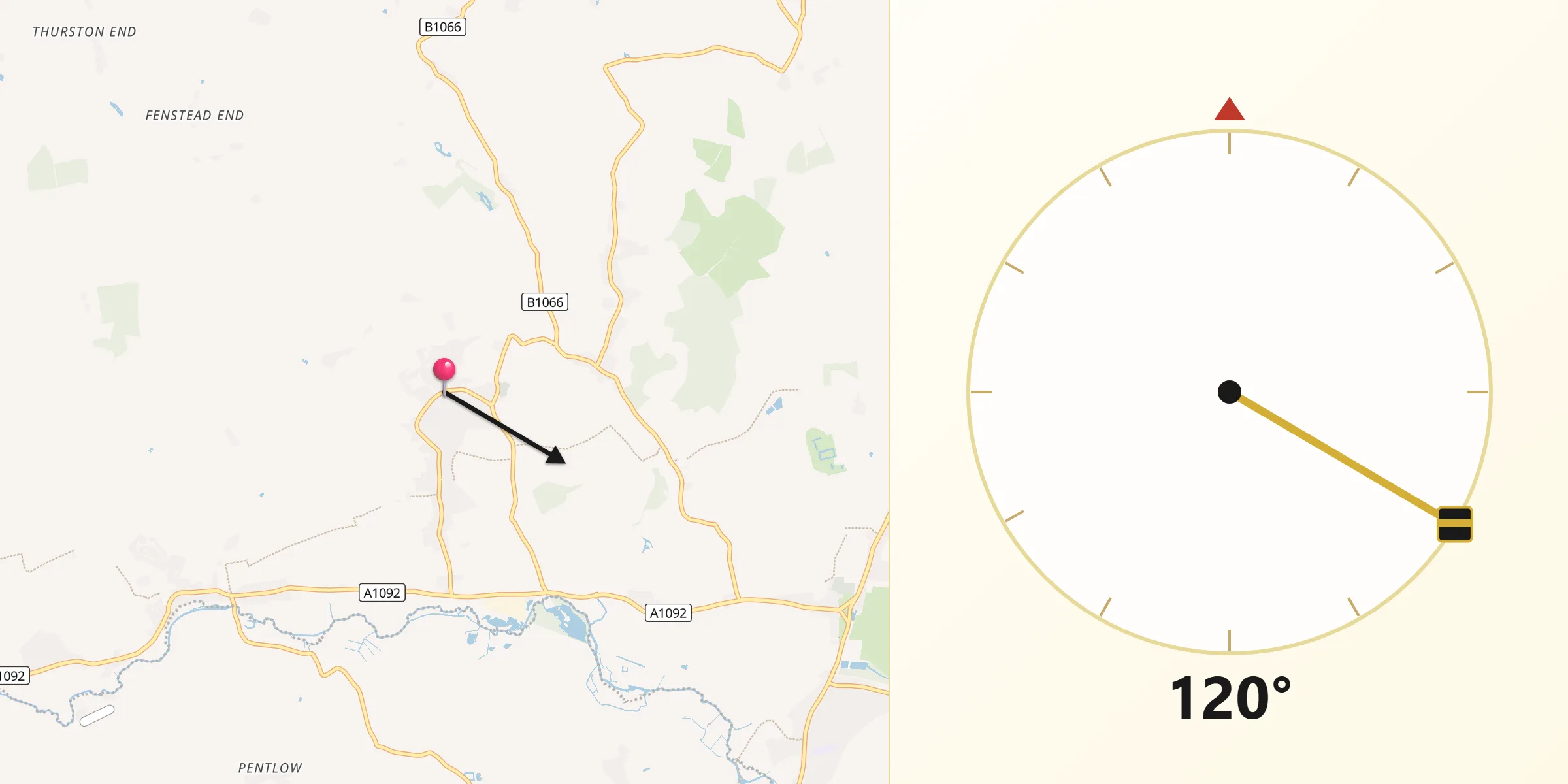Qibla Direction from Glemsford