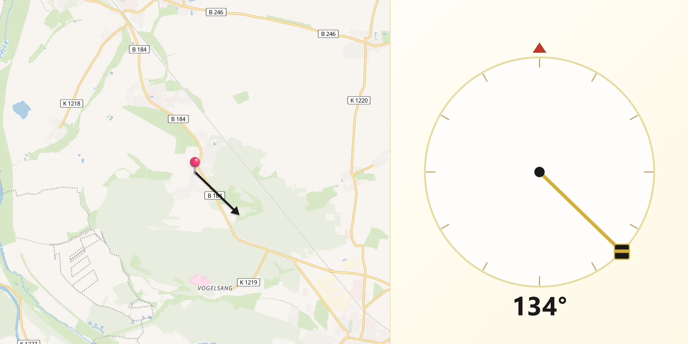 Qibla-Richtung von Wahlitz