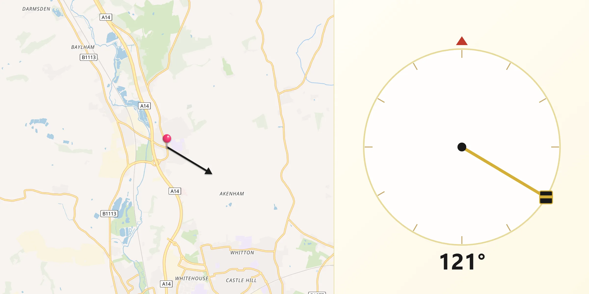 Qibla Direction from Claydon