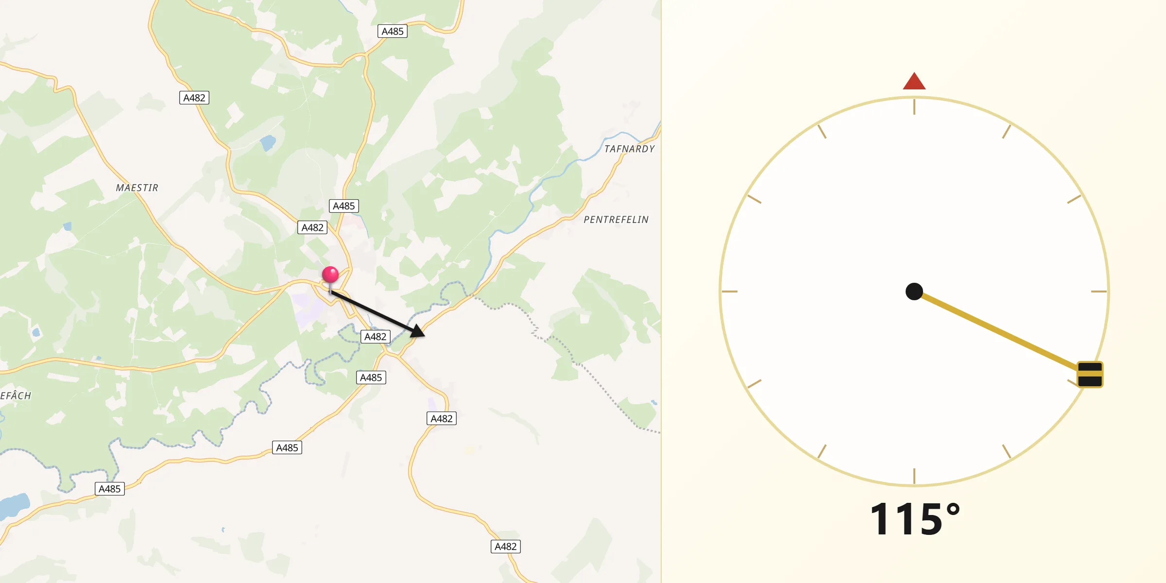Qibla Direction from Lampeter