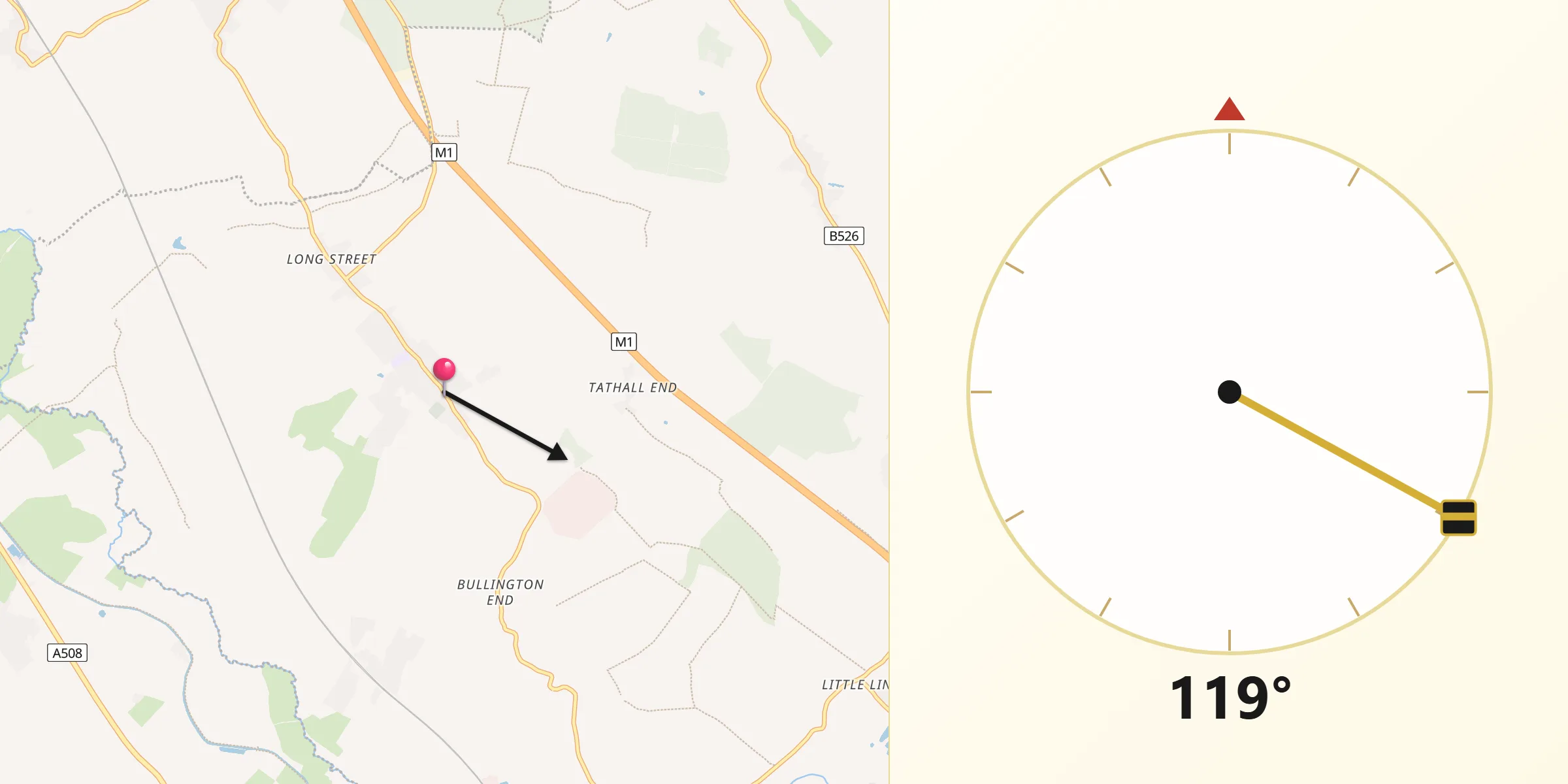 Qibla Direction from Hanslope