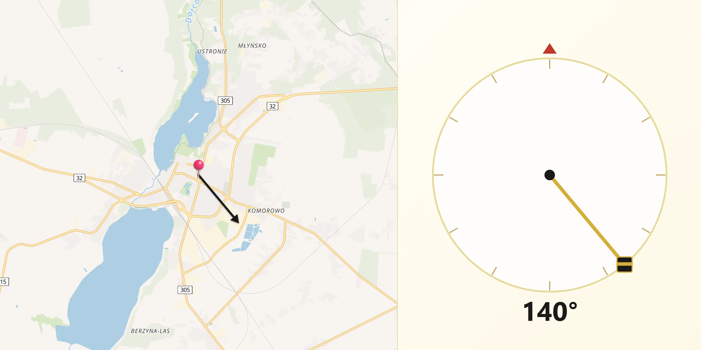 Kierunek Qibla z Wolsztyn