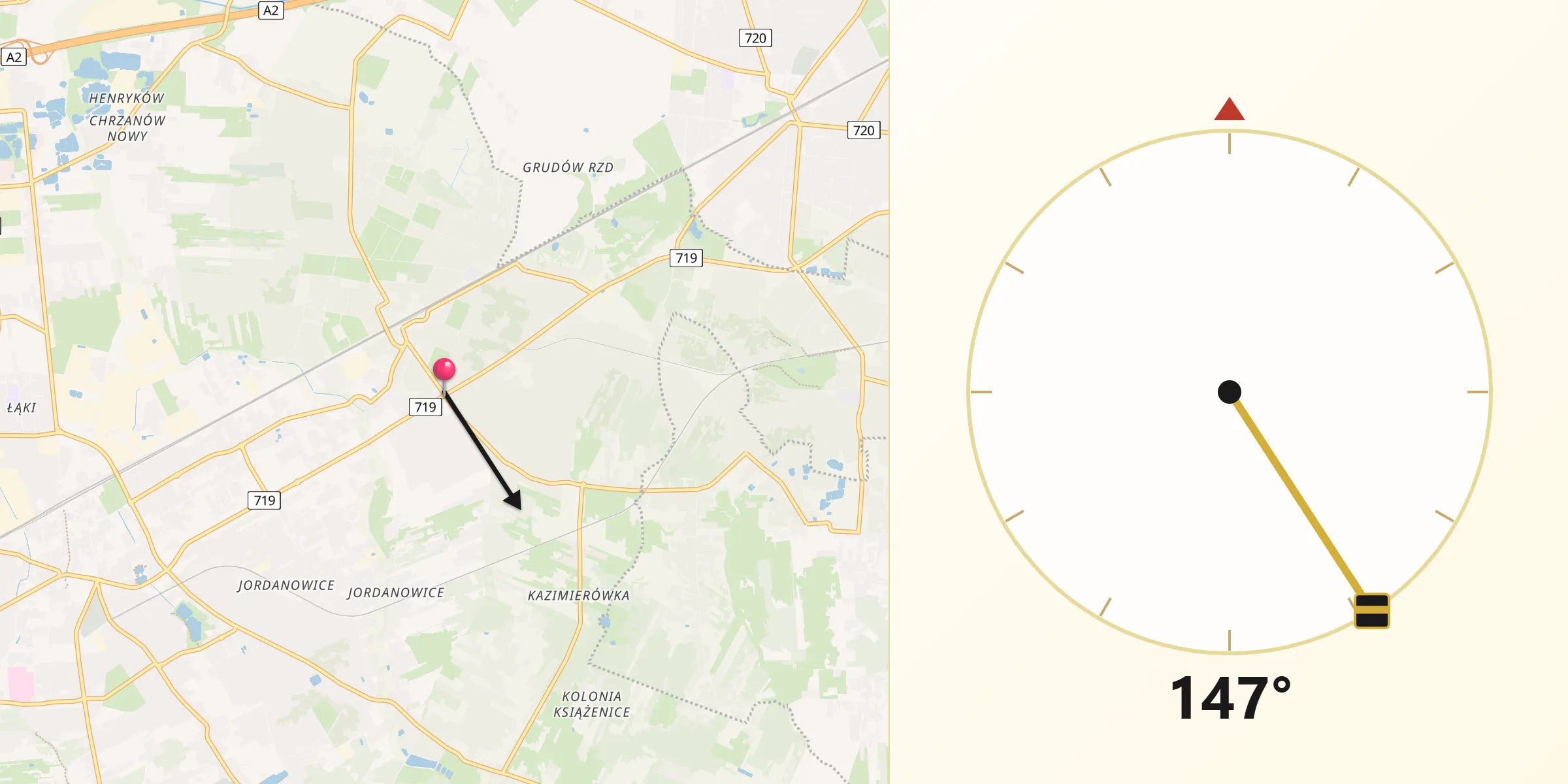 Kierunek Qibla z Milanówek