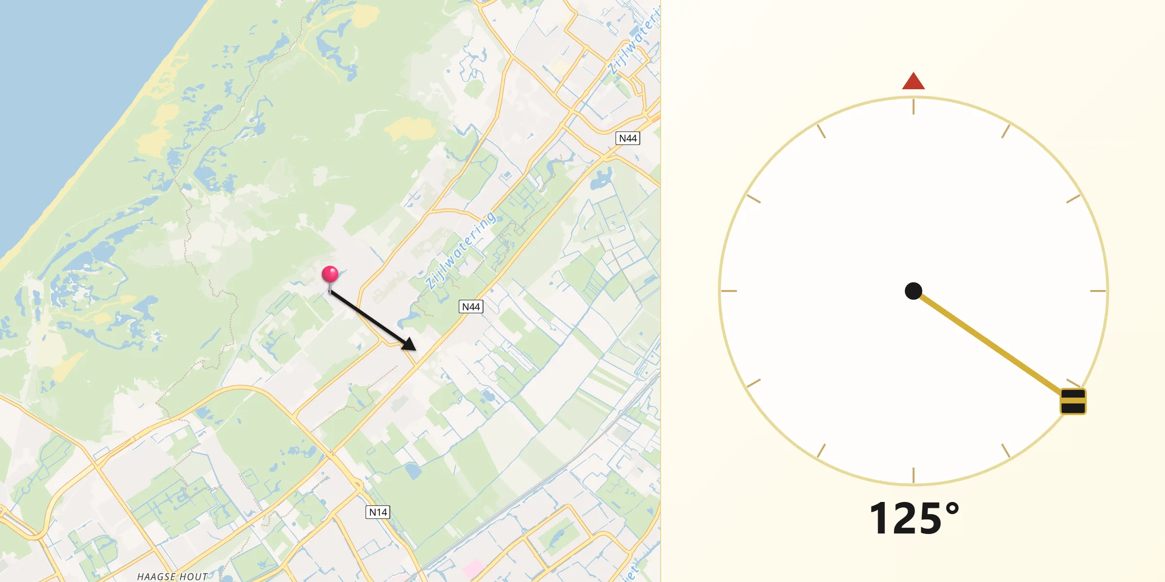 Qibla Richting vanaf De Kieviet