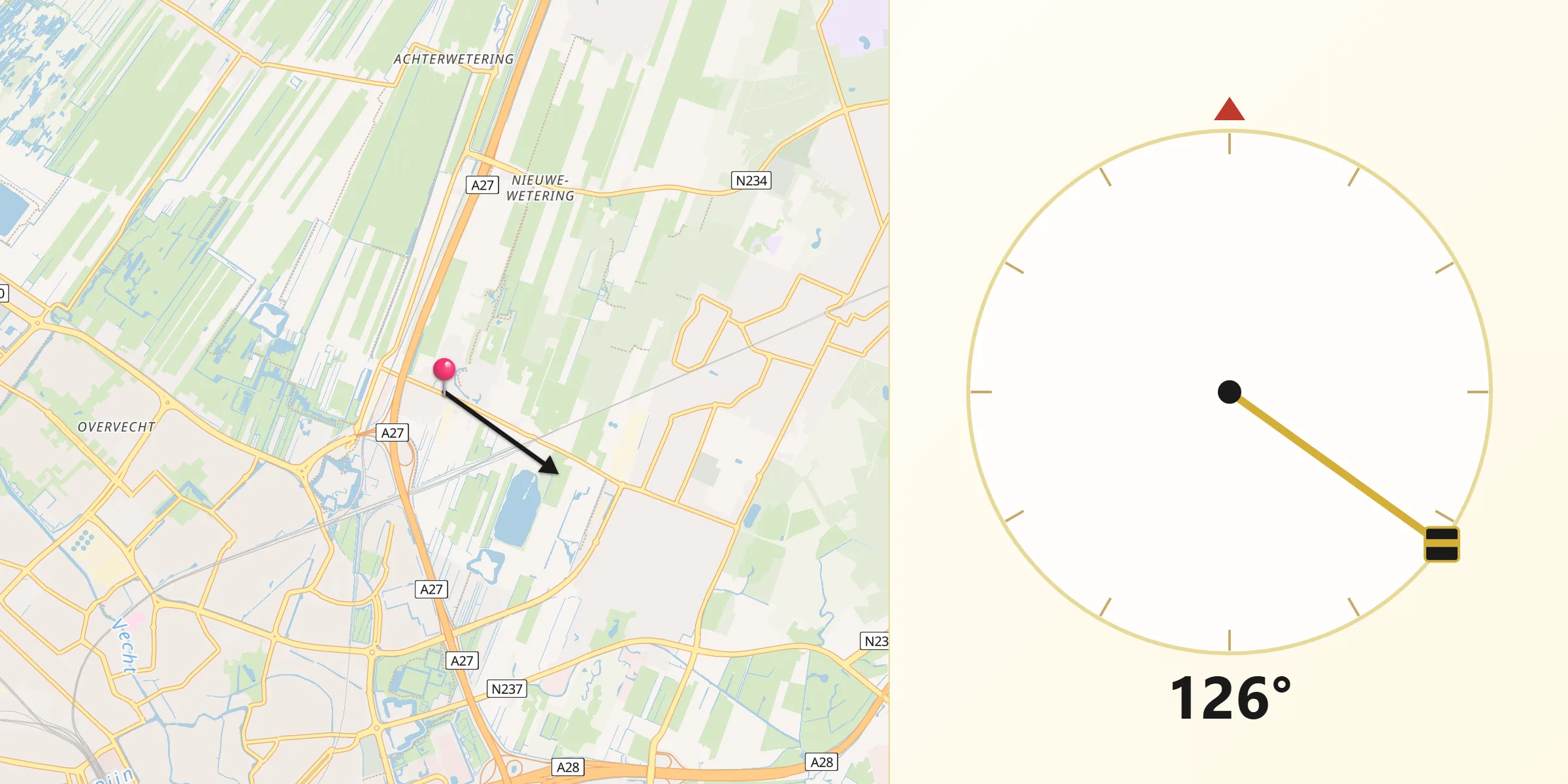 Qibla Richting vanaf Groenekan