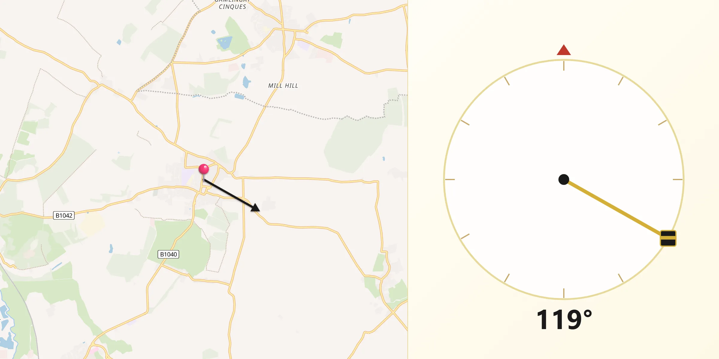 Qibla Direction from Potton