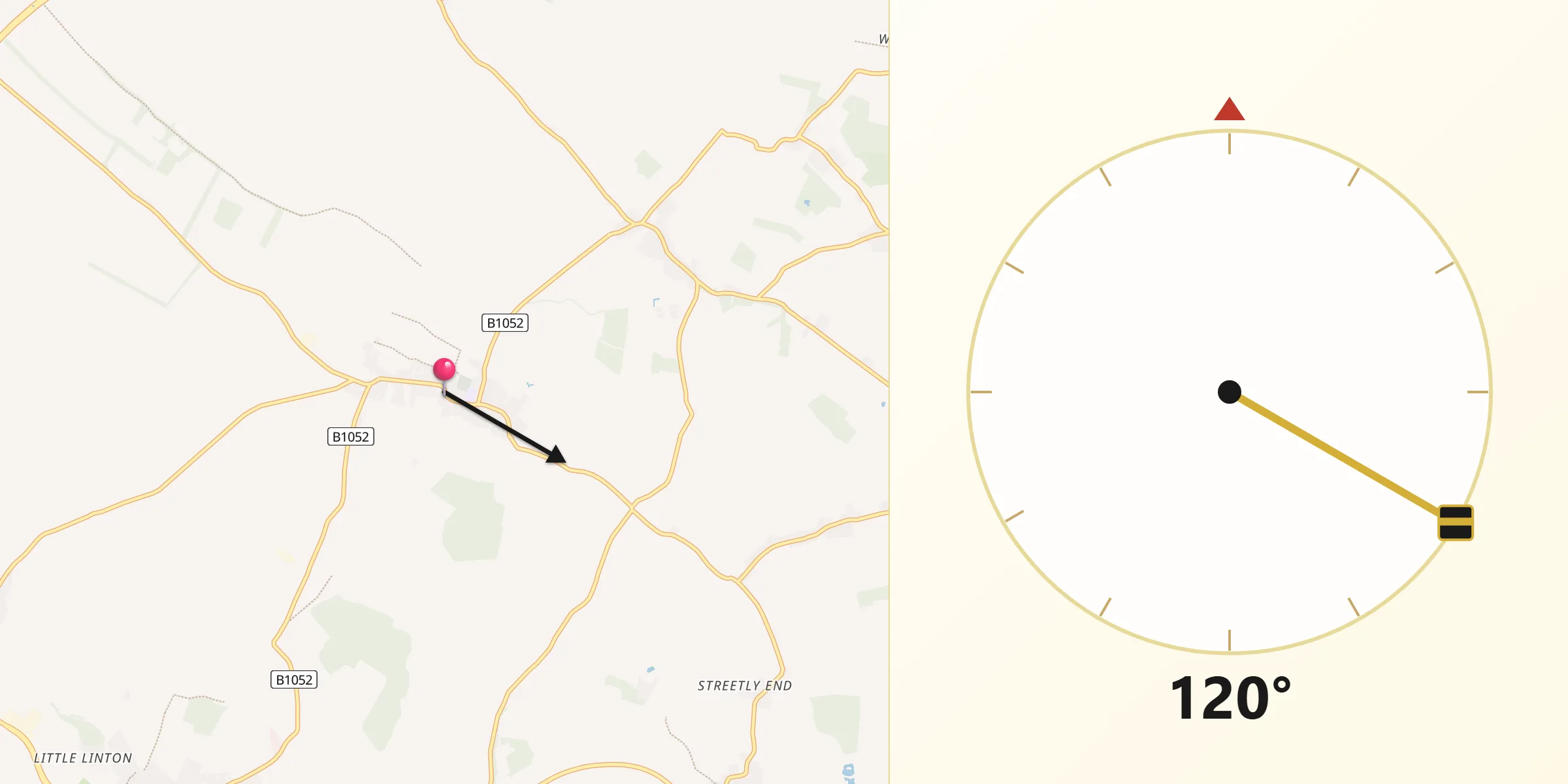 Qibla Direction from Balsham