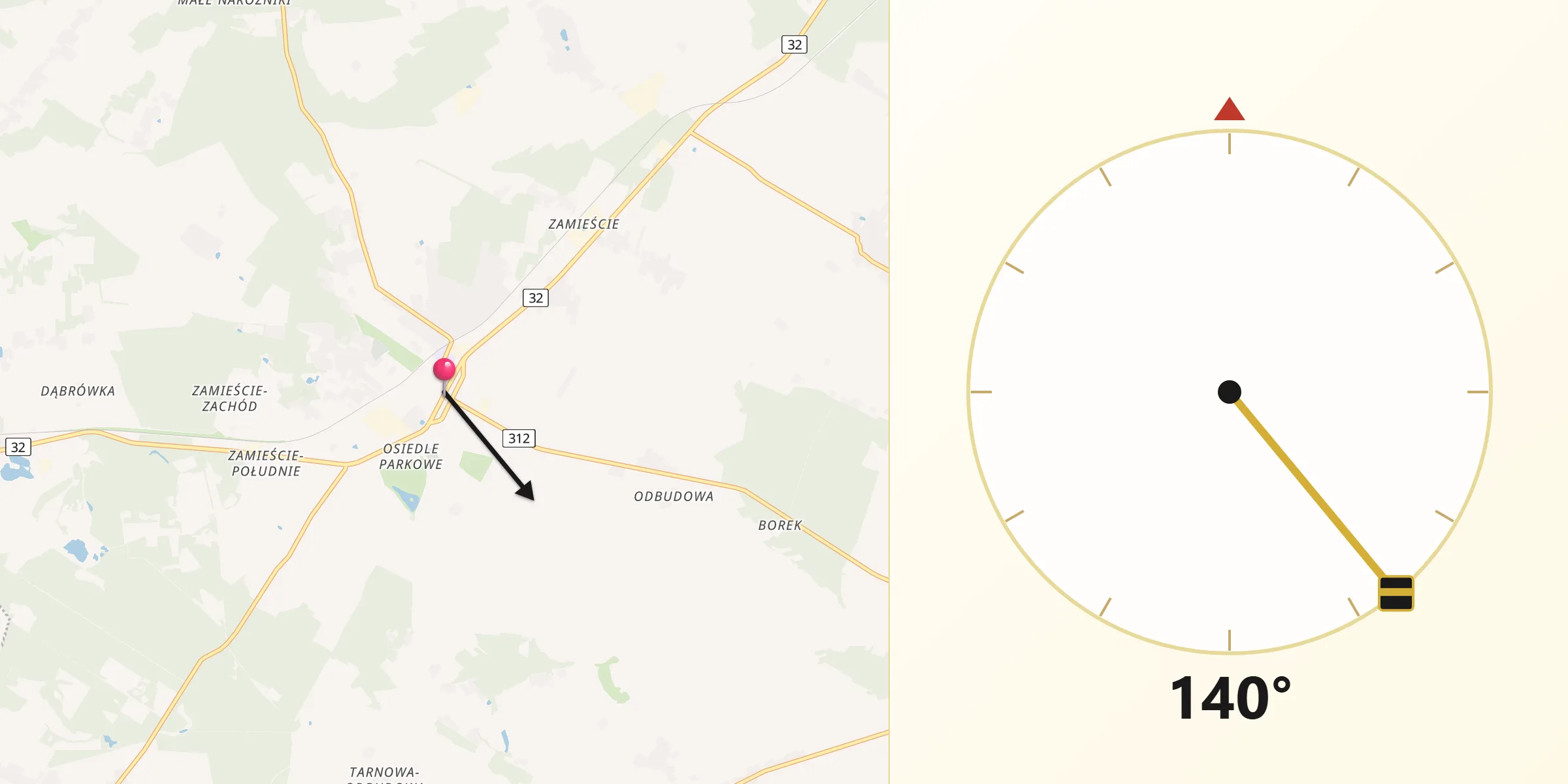 Kierunek Qibla z Rakoniewice