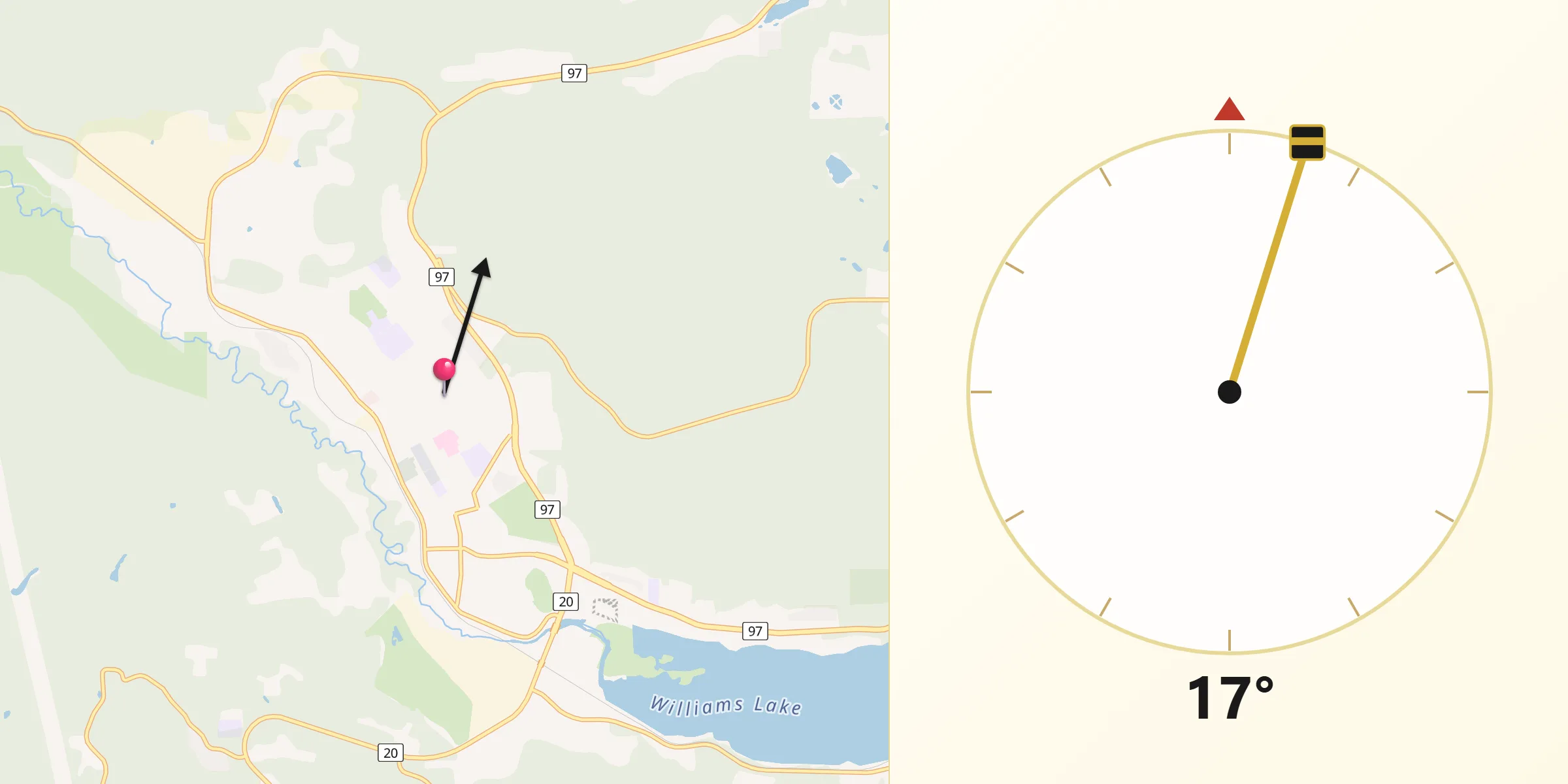 Qibla Direction from Williams Lake