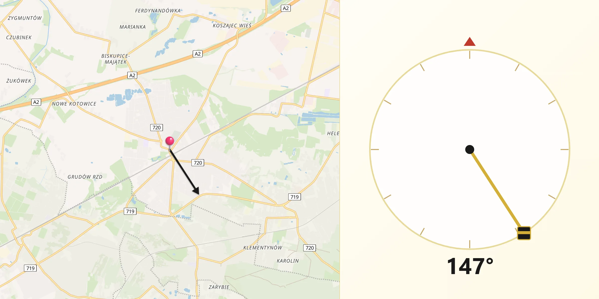 Kierunek Qibla z Brwinów