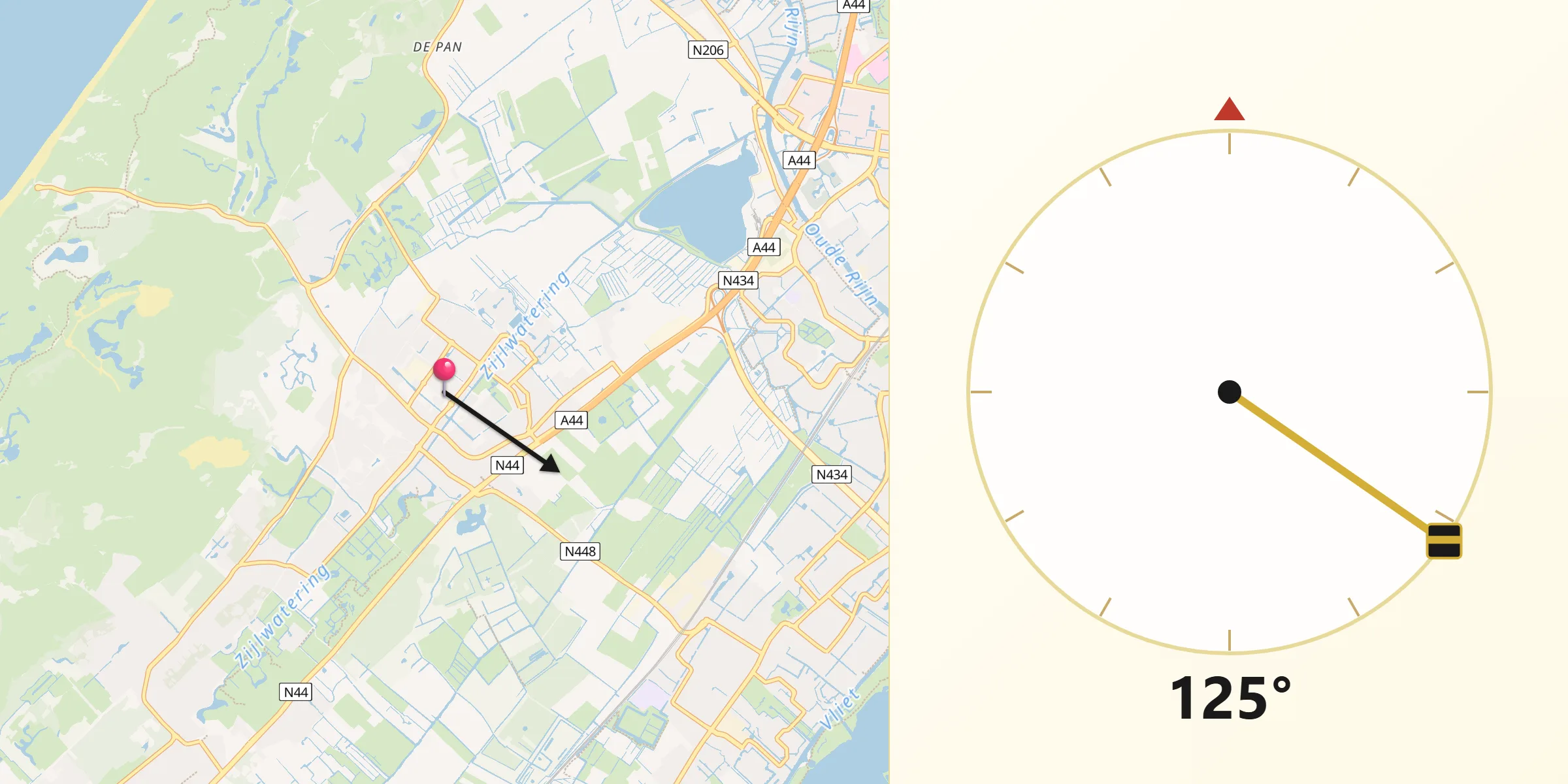 Qibla Richting vanaf Wassenaar