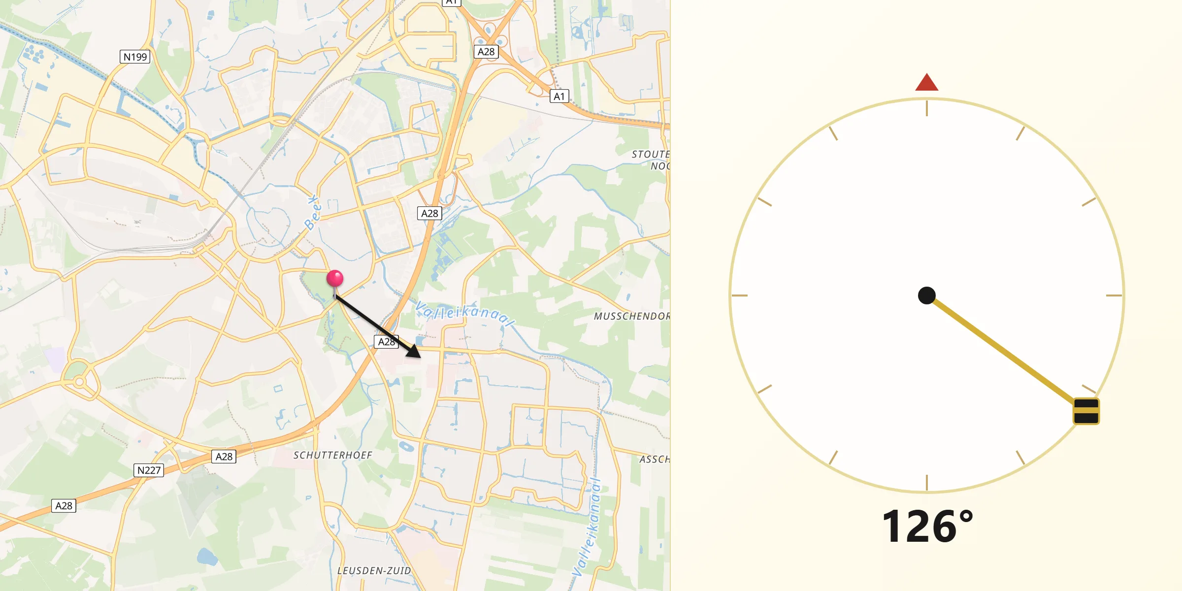 Qibla Richting vanaf Randenbroek