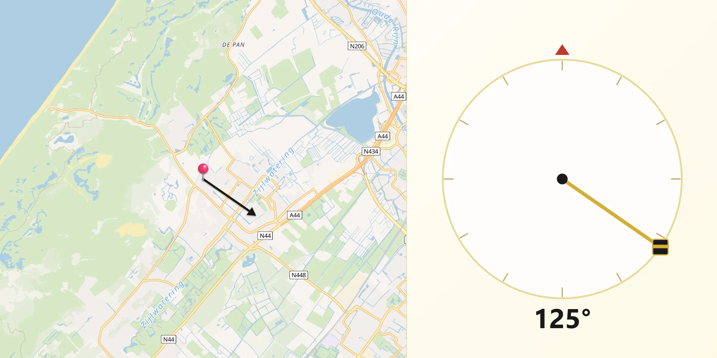Qibla Richting vanaf Oostdorp