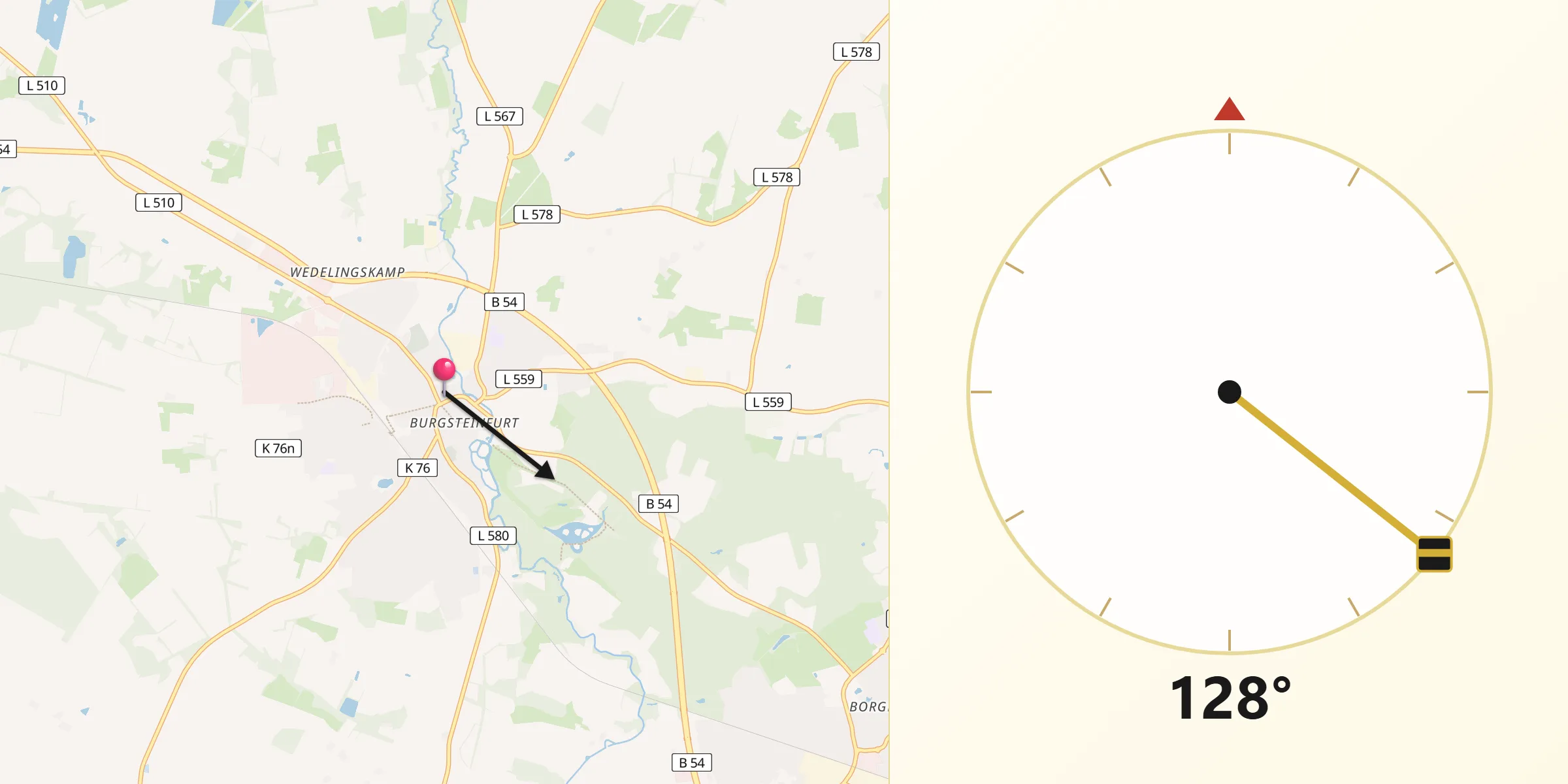 Qibla-Richtung von Steinfurt
