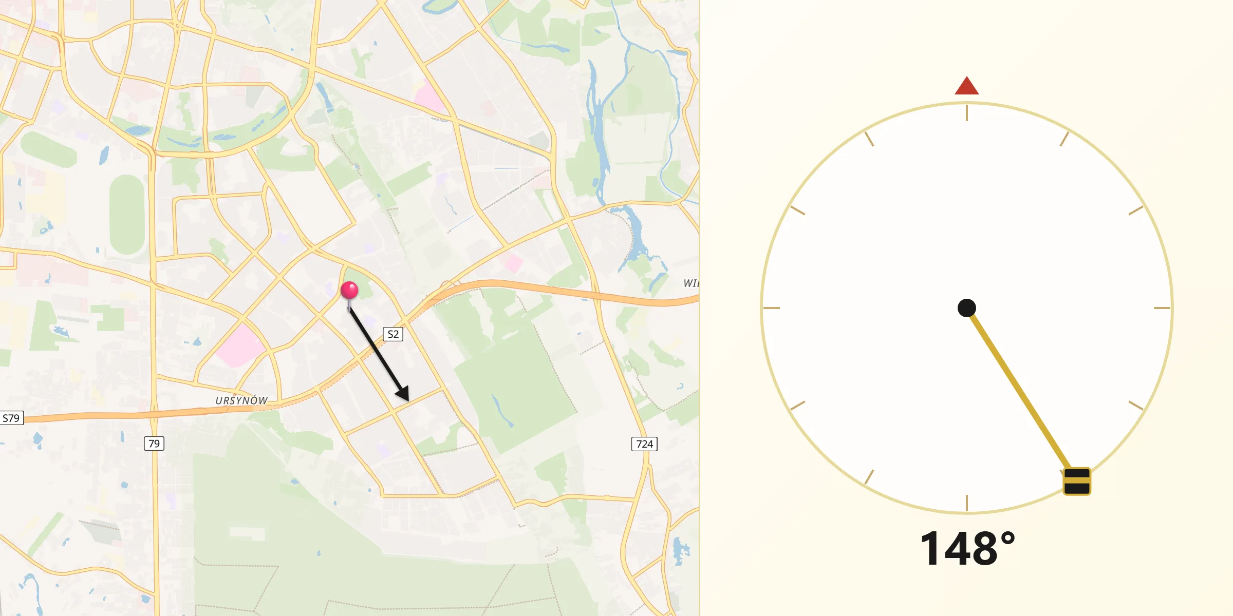 Kierunek Qibla z Ursynów