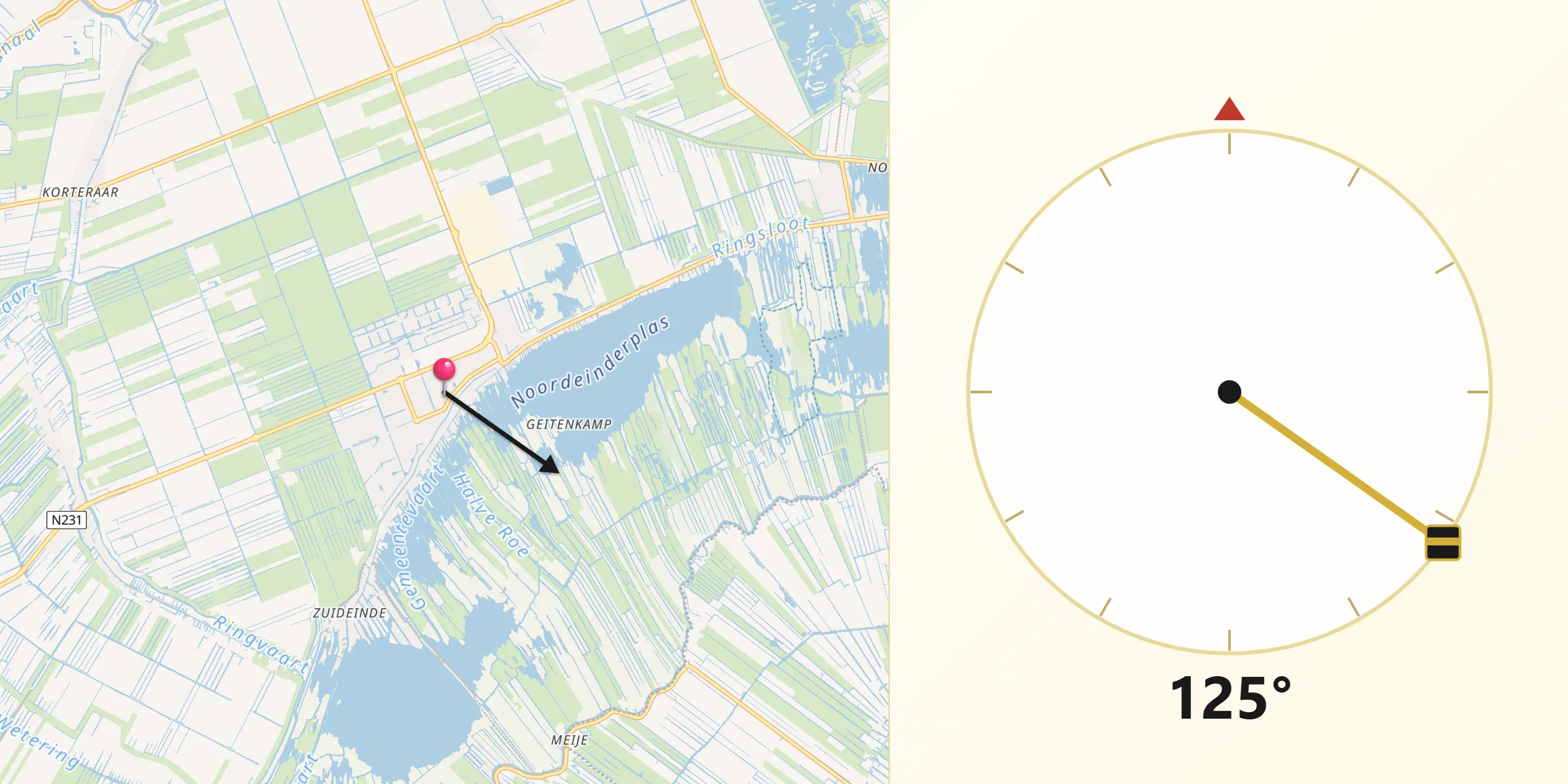 Qibla Richting vanaf Nieuwkoop