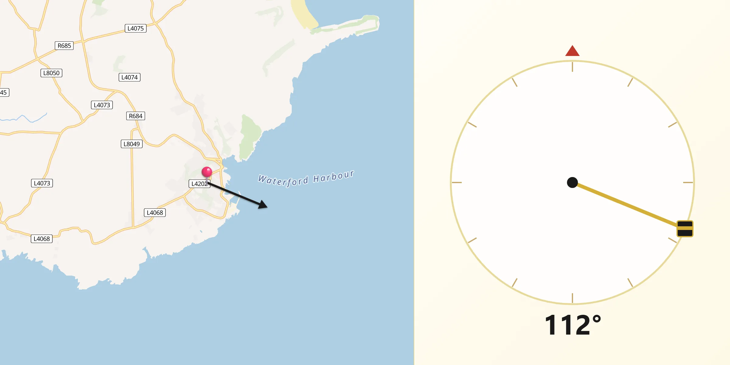 Qibla Direction from Dunmore East