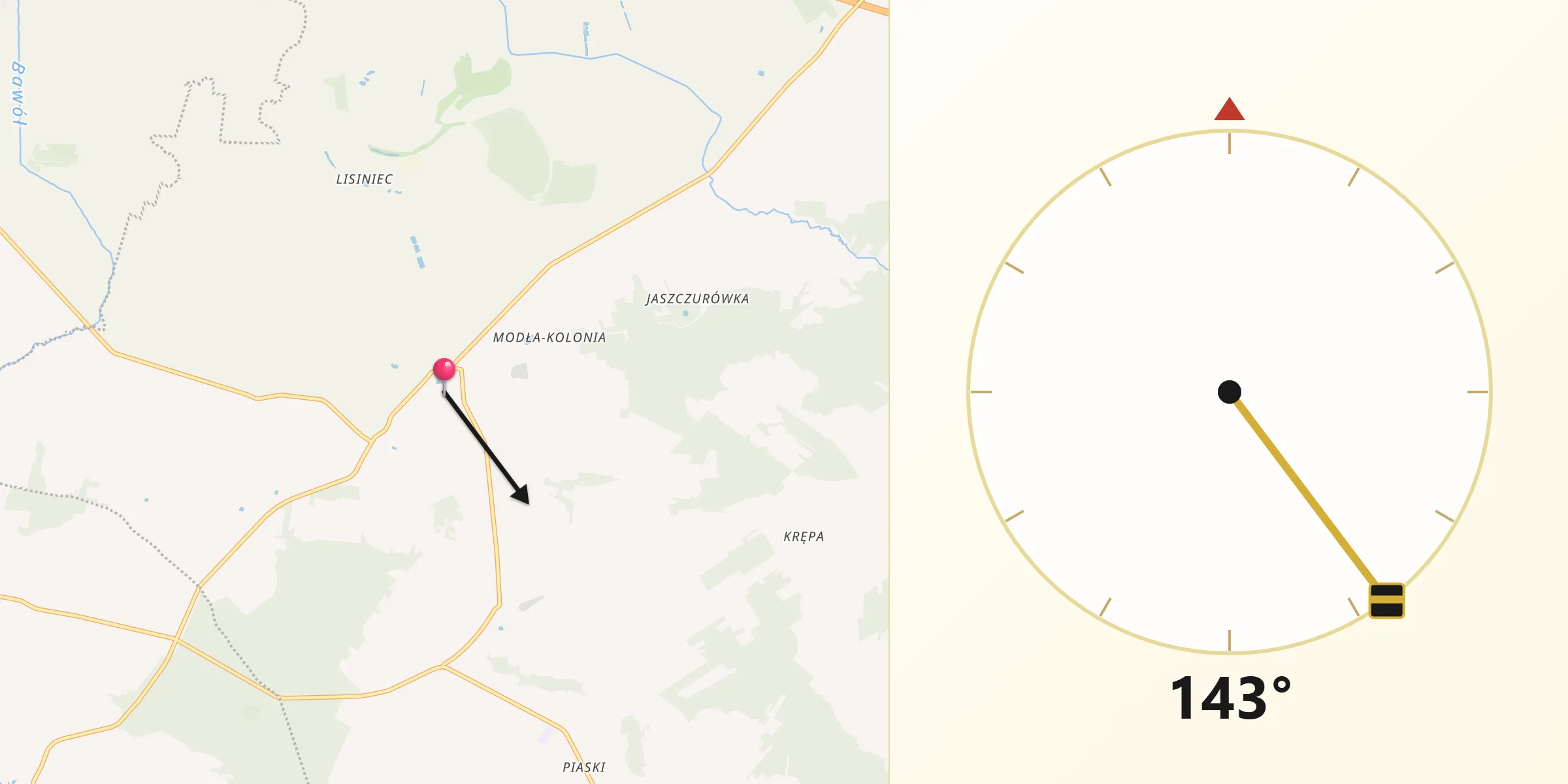 Kierunek Qibla z Rzgów Pierwszy