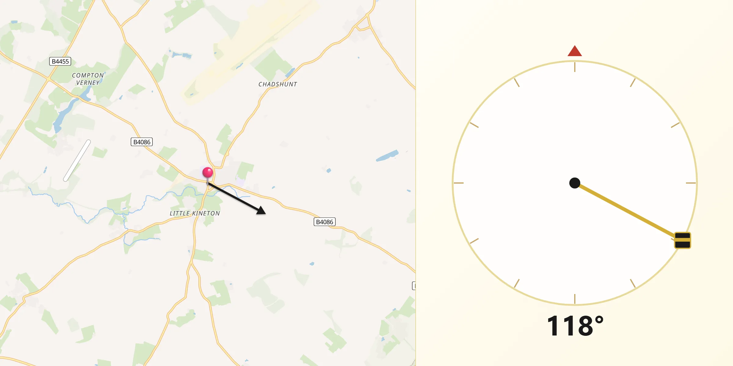 Qibla Direction from Kineton