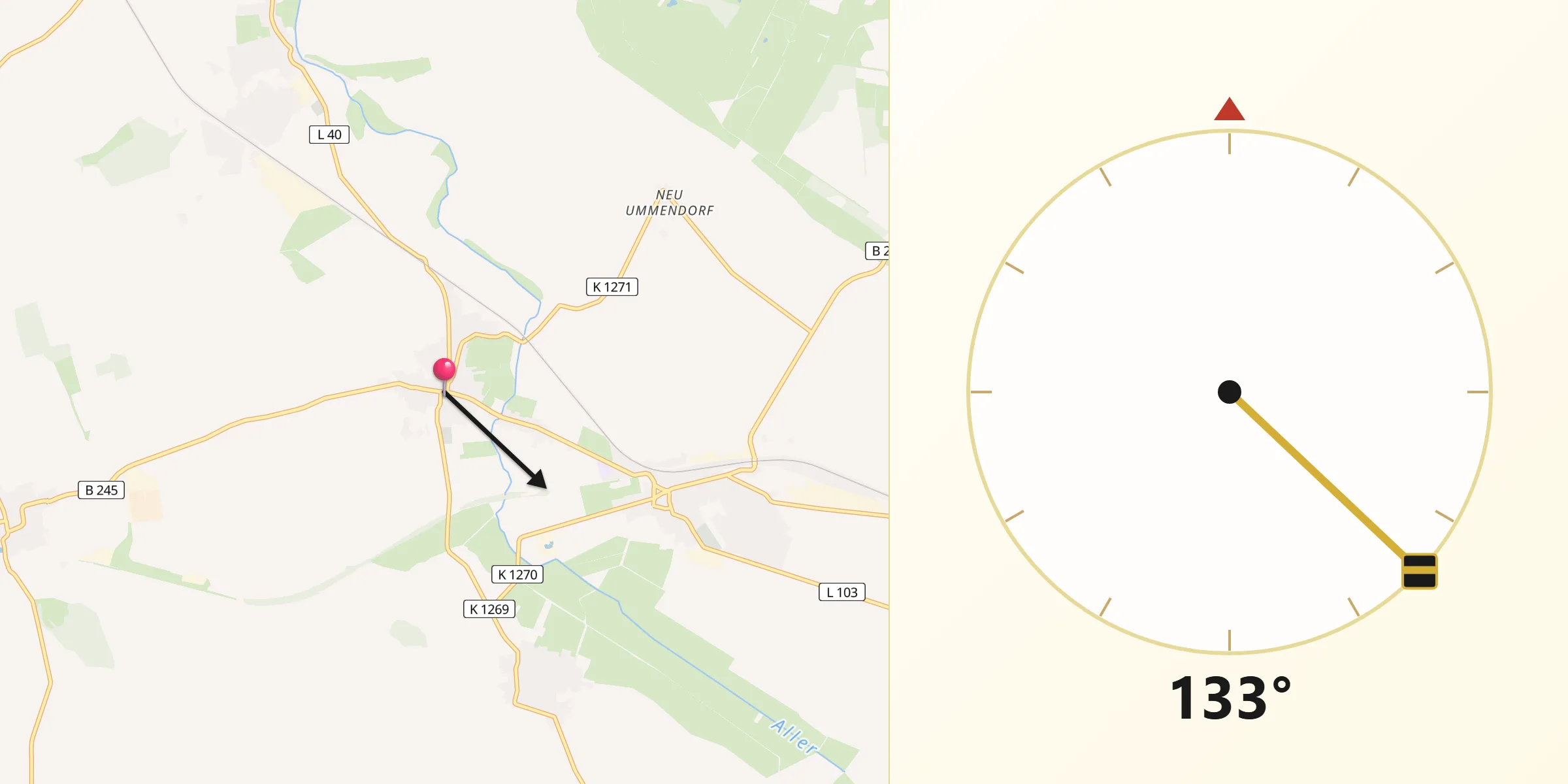 Qibla-Richtung von Ummendorf