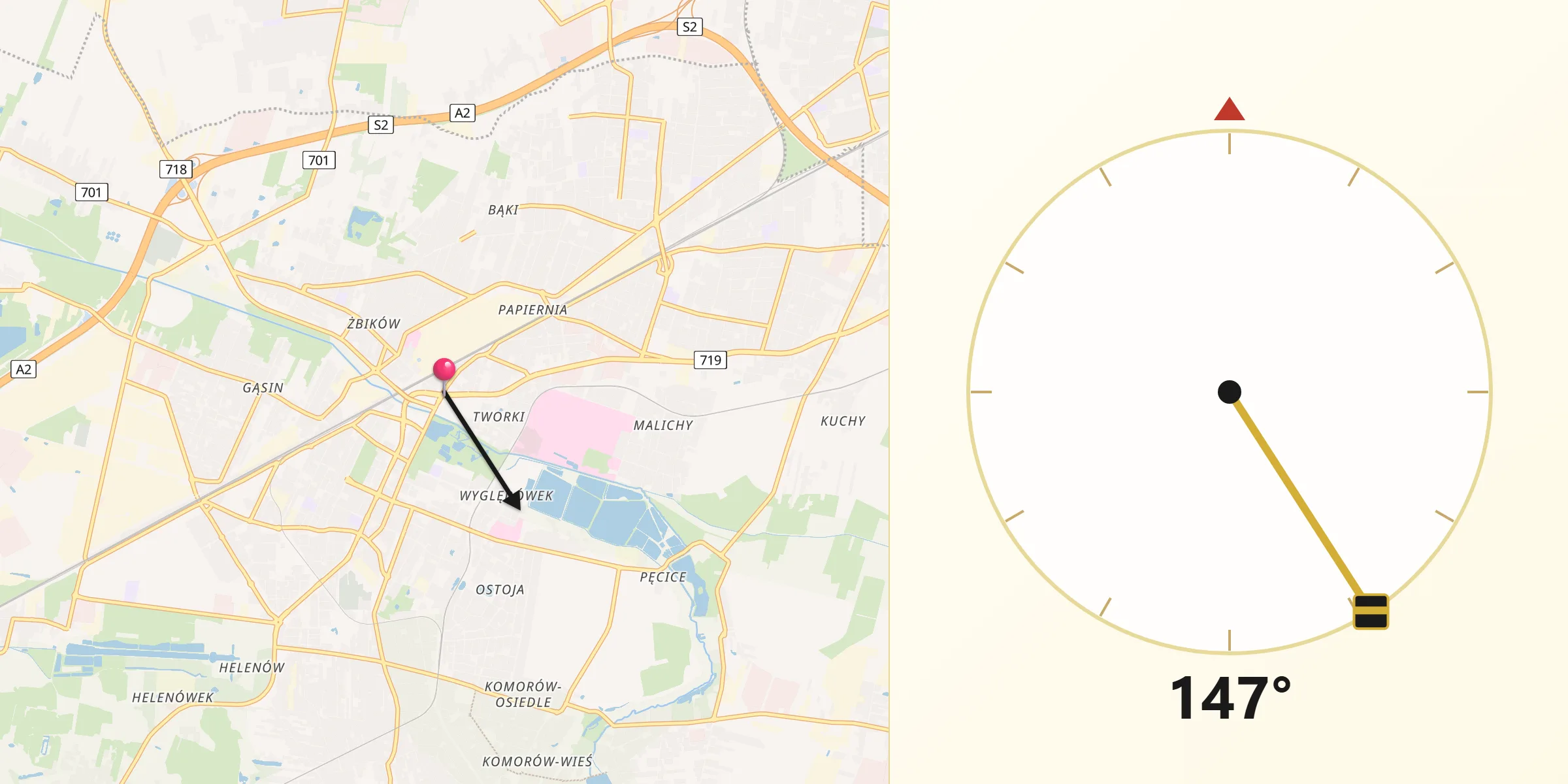 Kierunek Qibla z Pruszków