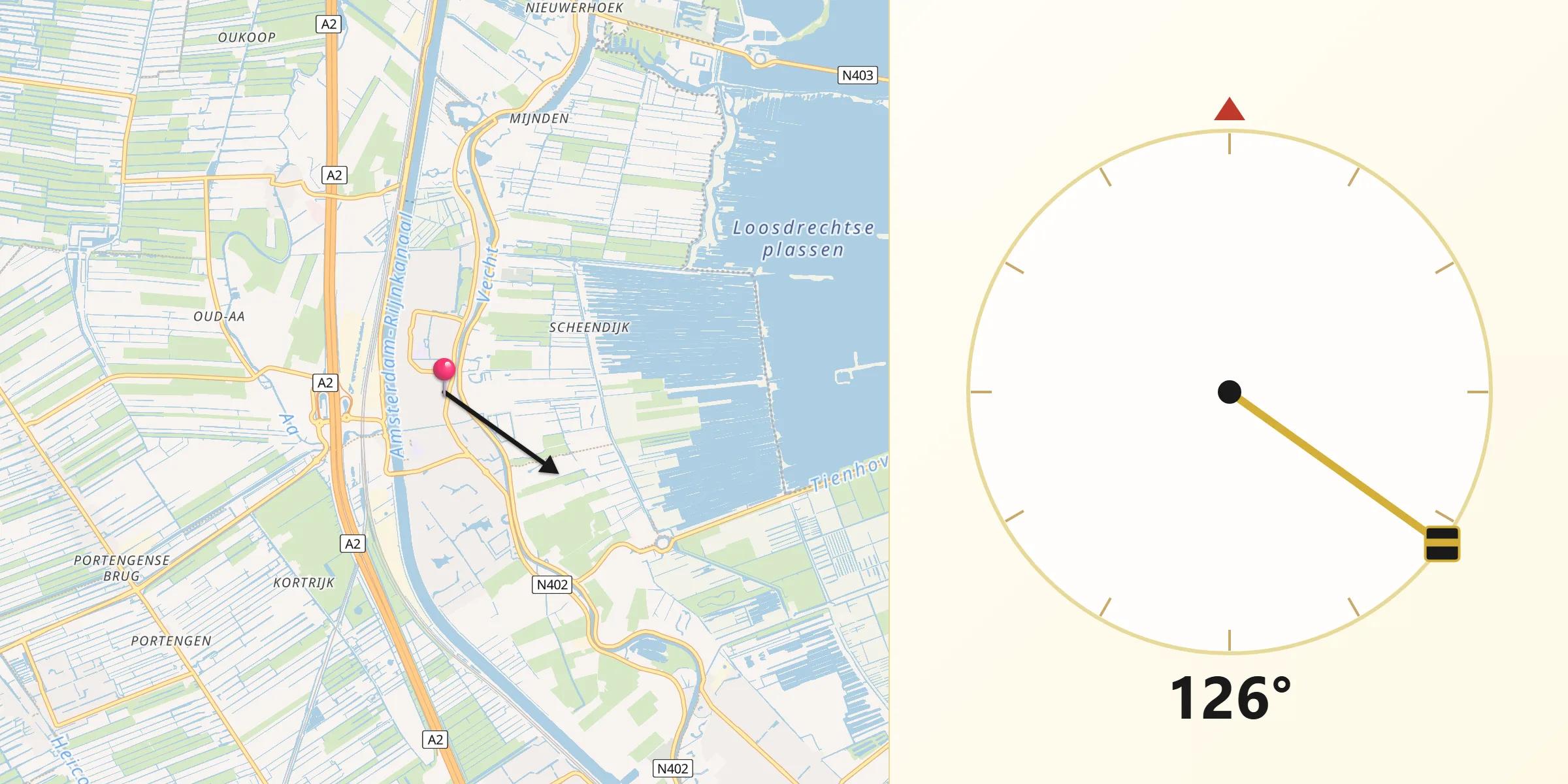 Qibla Richting vanaf Breukelen