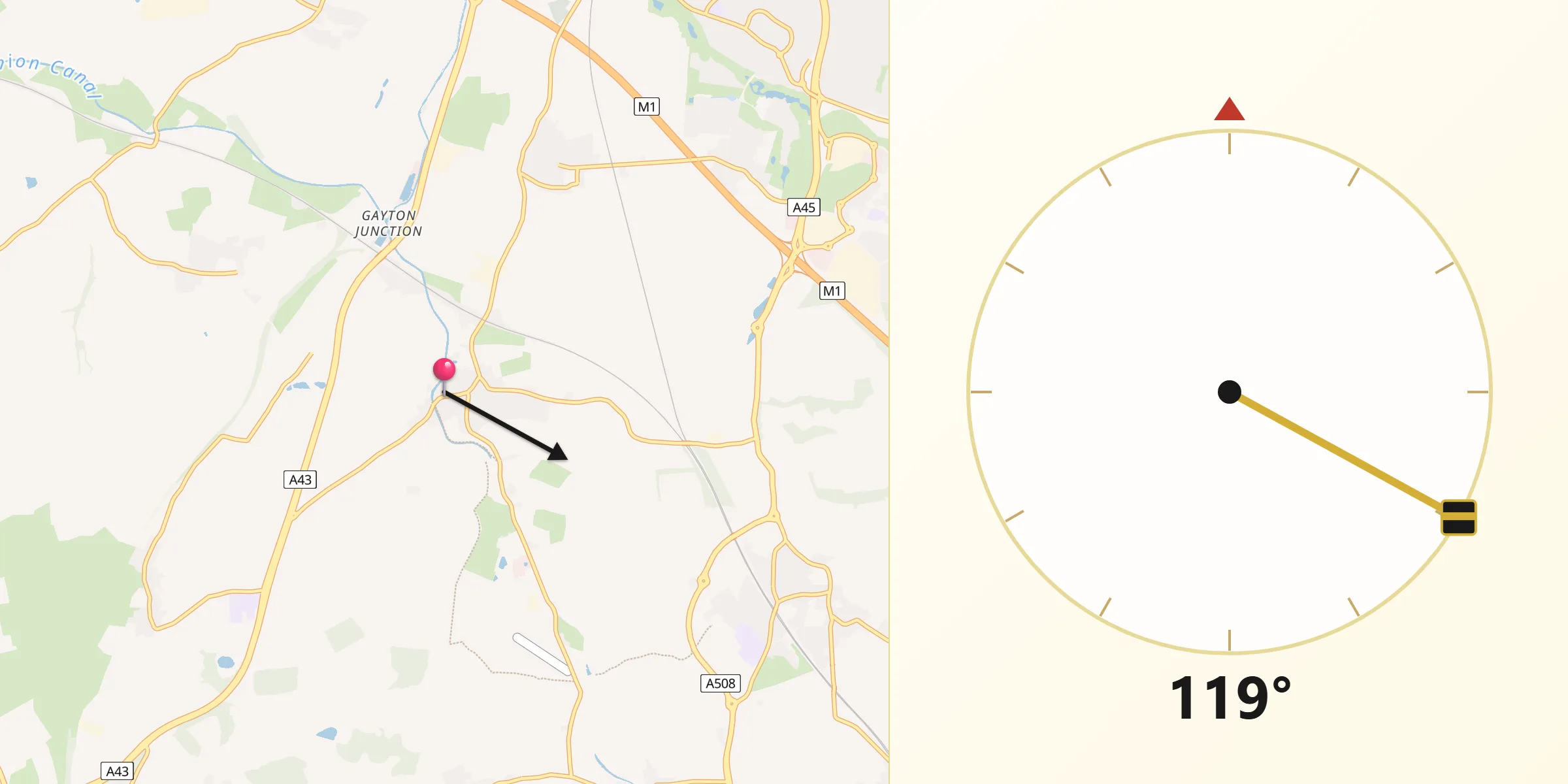 Qibla Direction from Blisworth