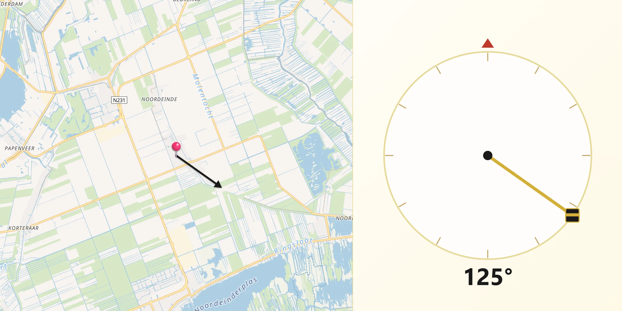 Qibla Richting vanaf Zevenhoven