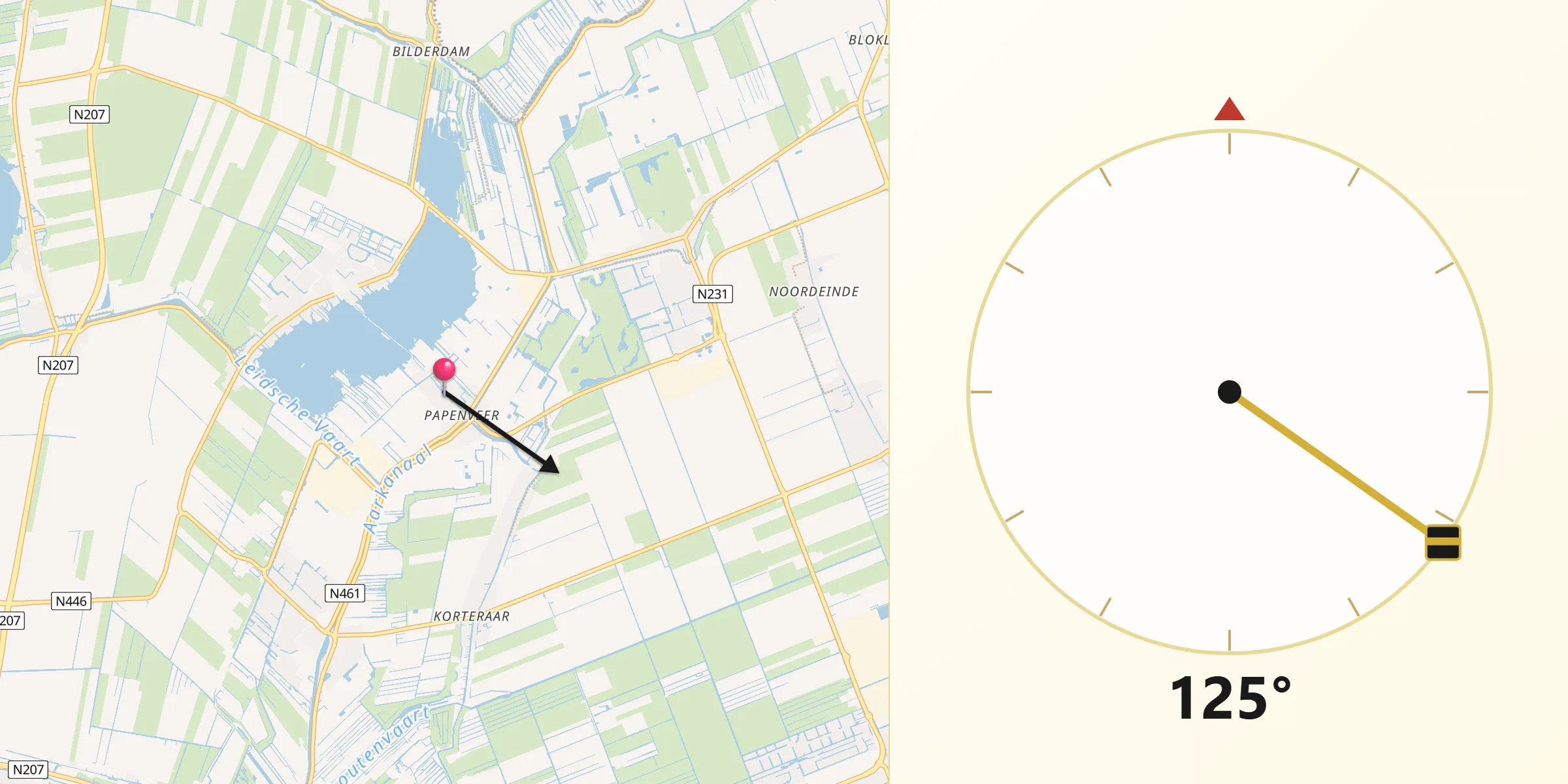 Qibla Richting vanaf Papenveer