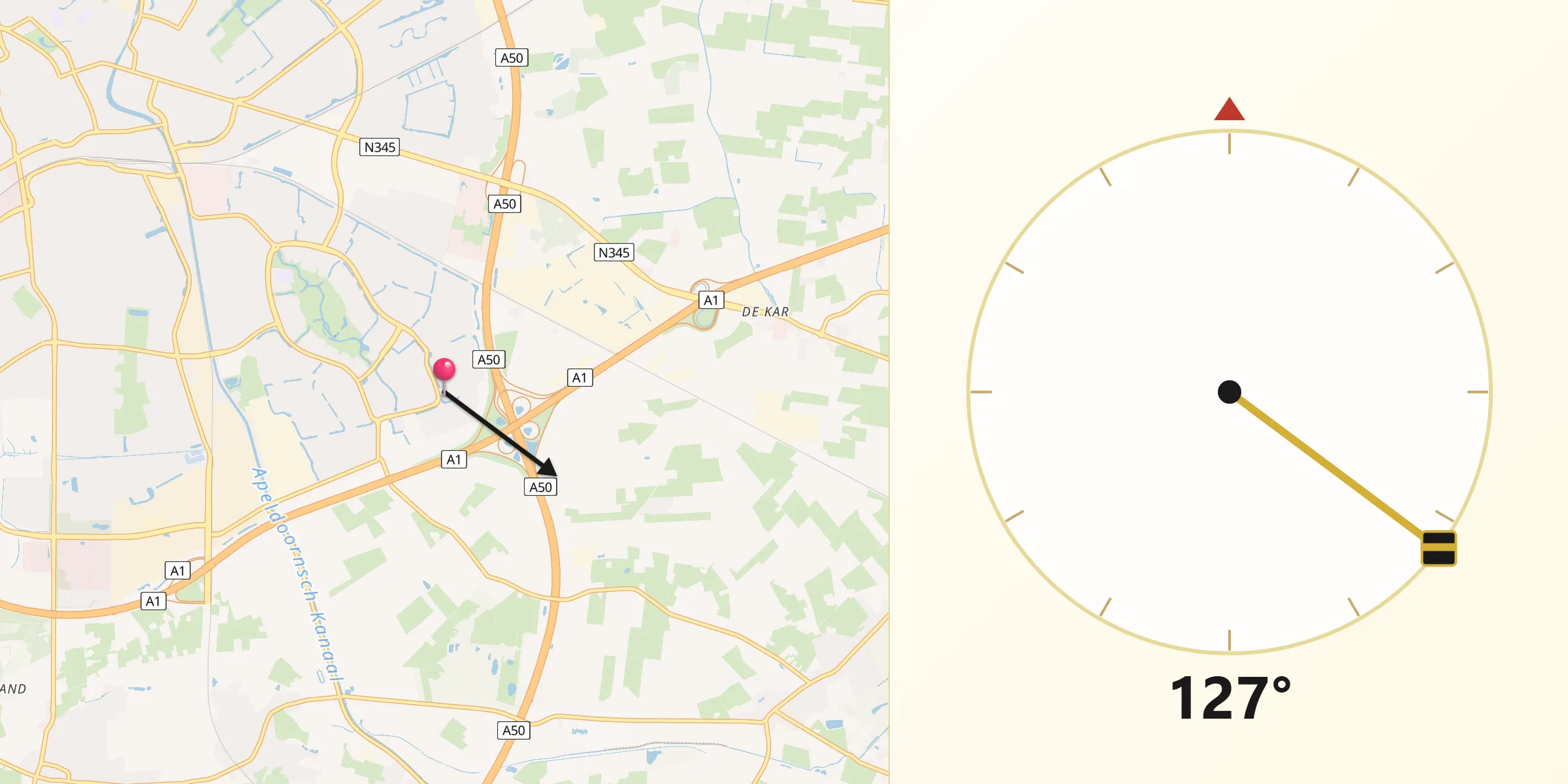 Qibla Richting vanaf Matenhoeve