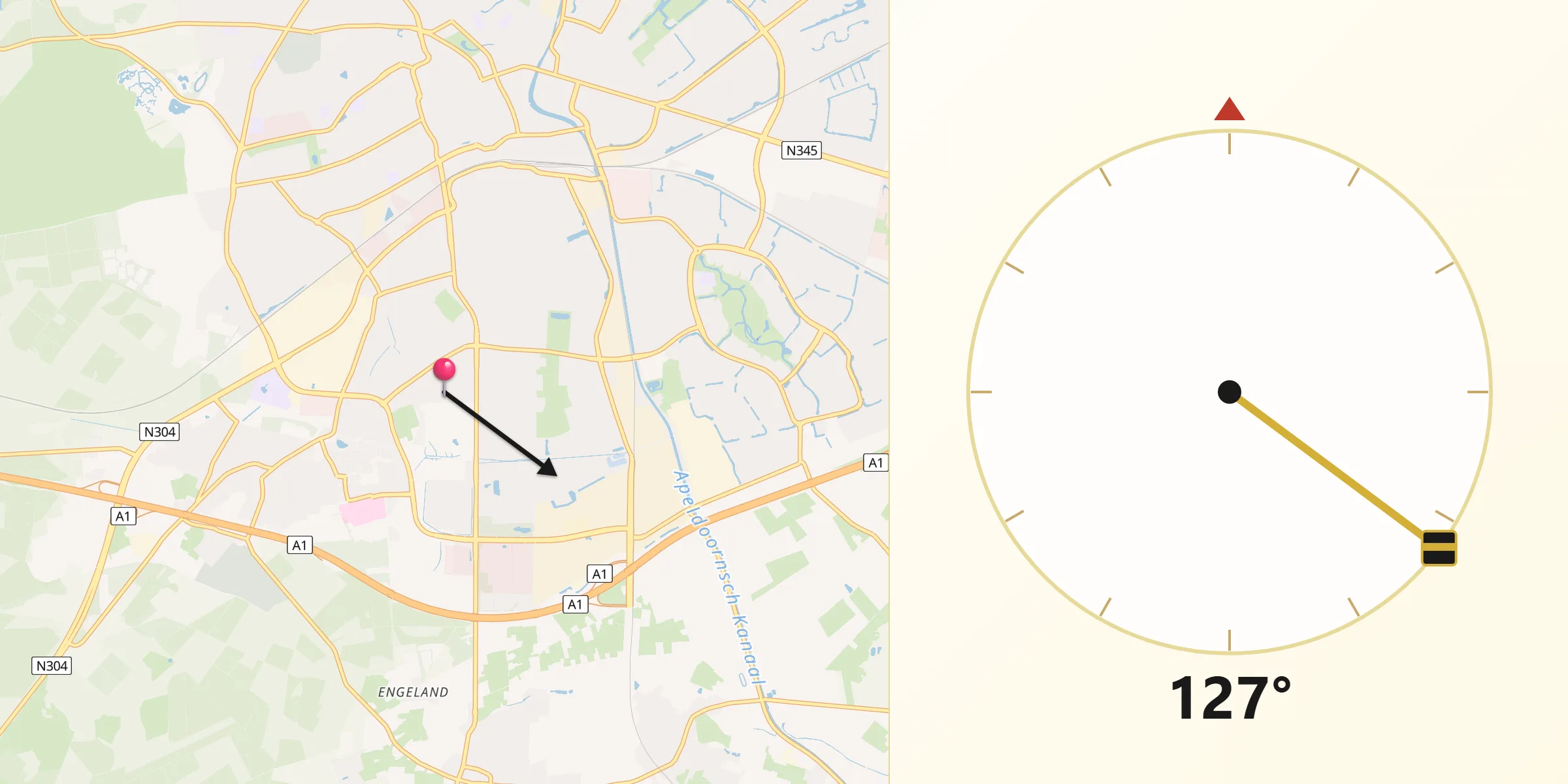 Qibla Richting vanaf Winkewijert