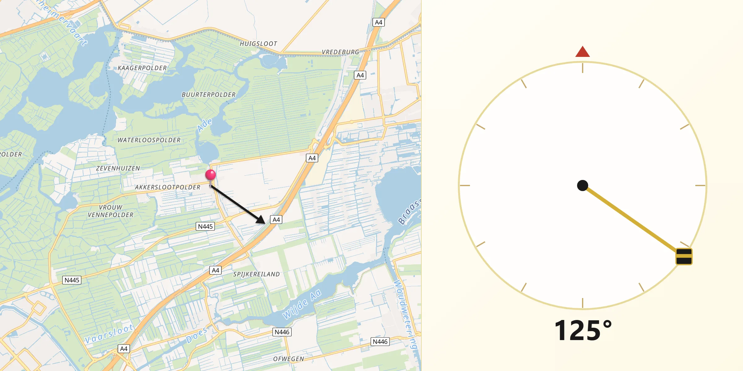 Qibla Richting vanaf Rijpwetering