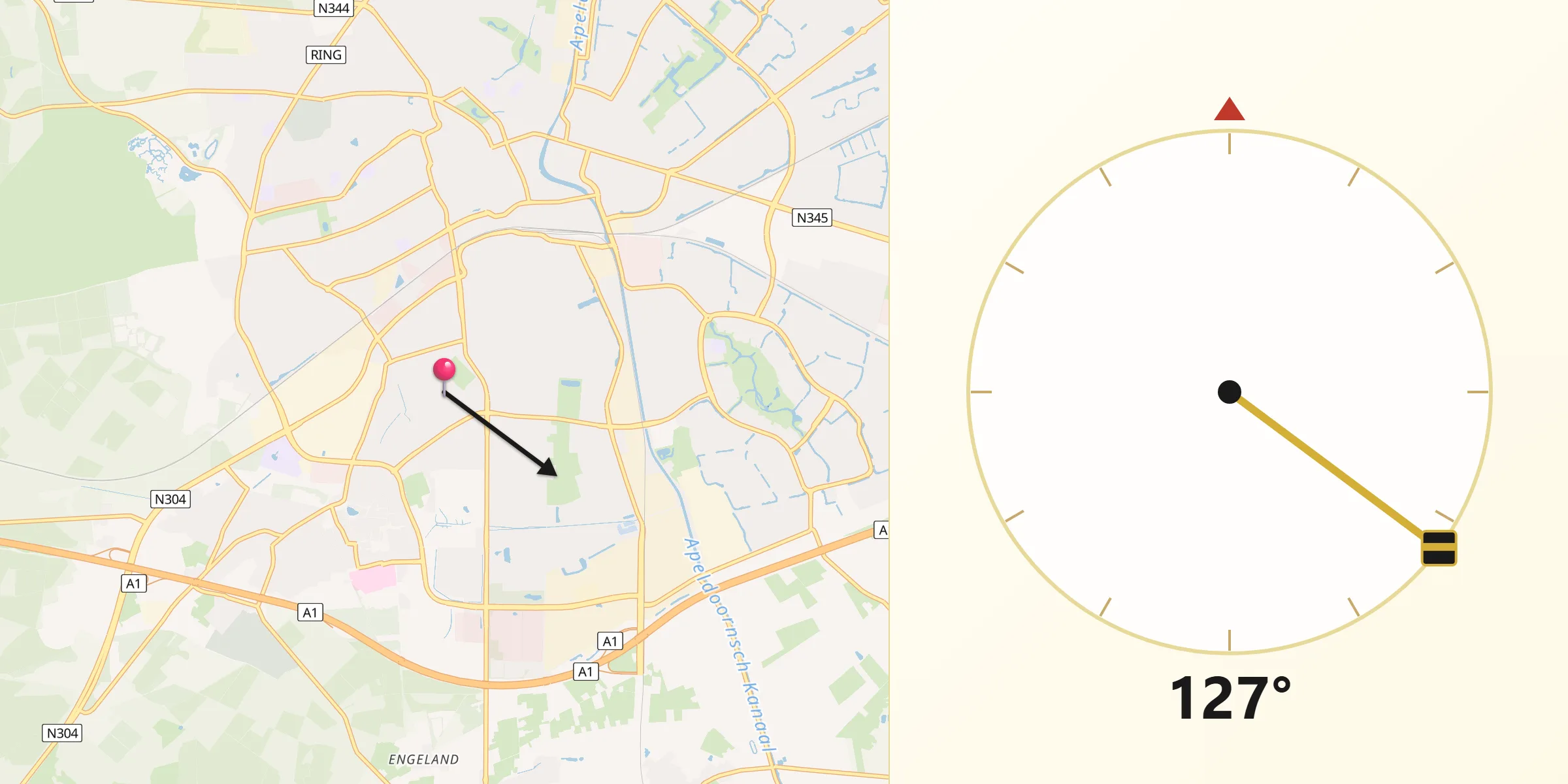 Qibla Richting vanaf Westenenk